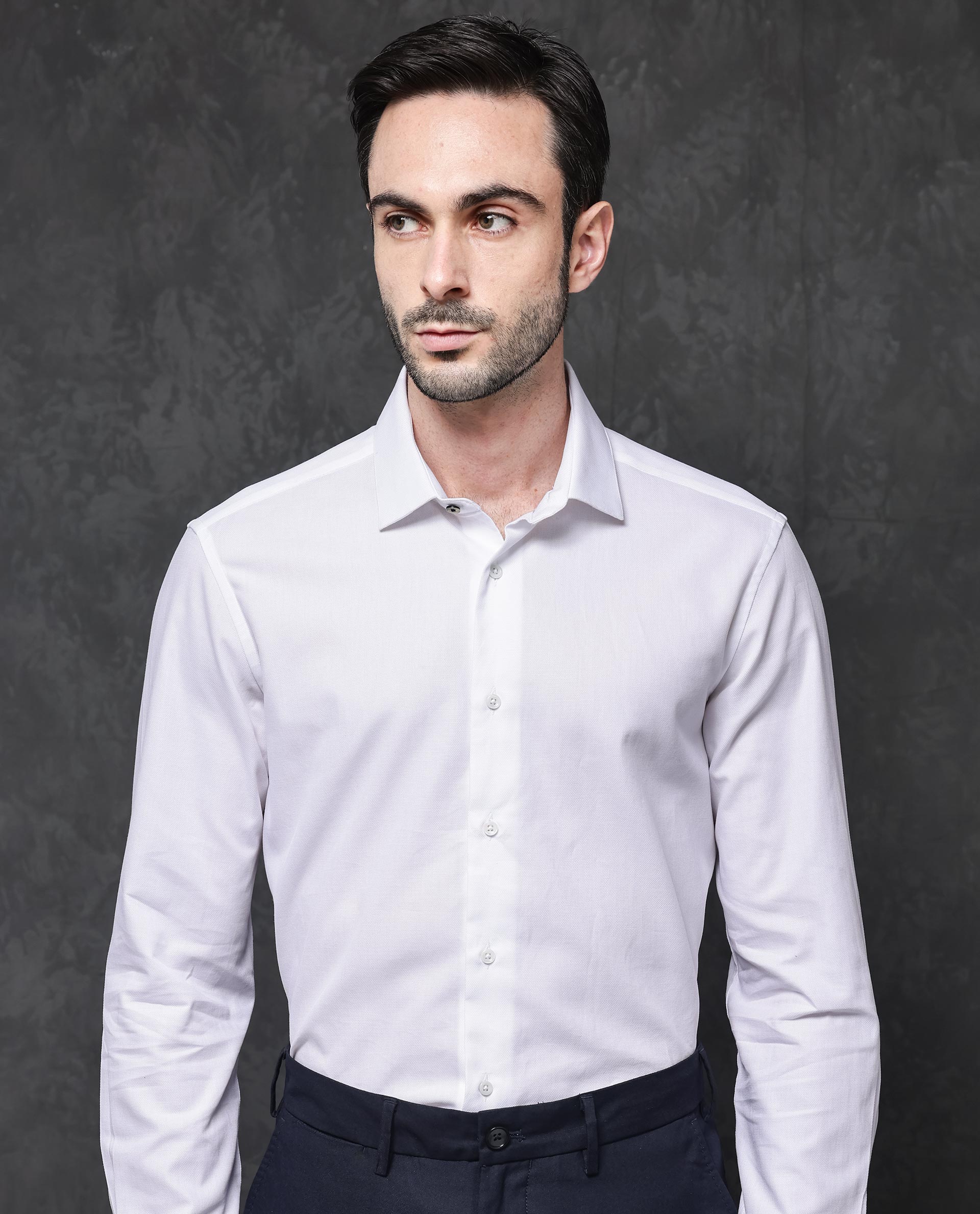 Rare Rabbit Men's Lasko White Cotton Plain Regular Fit Full Sleeve Collared Shirt - Image 4