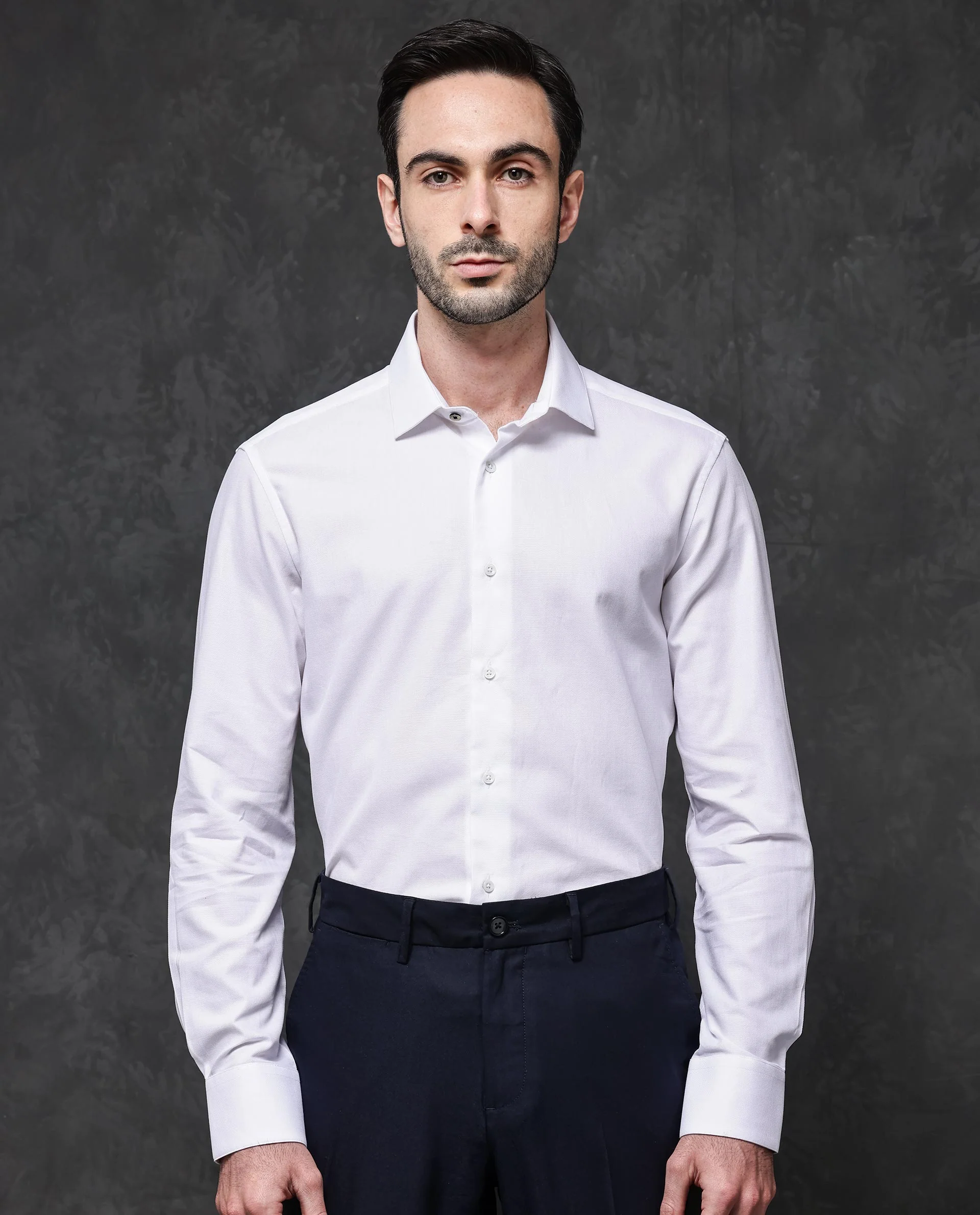 Rare Rabbit Men's Lasko White Cotton Plain Regular Fit Full Sleeve Collared Shirt - Image 6