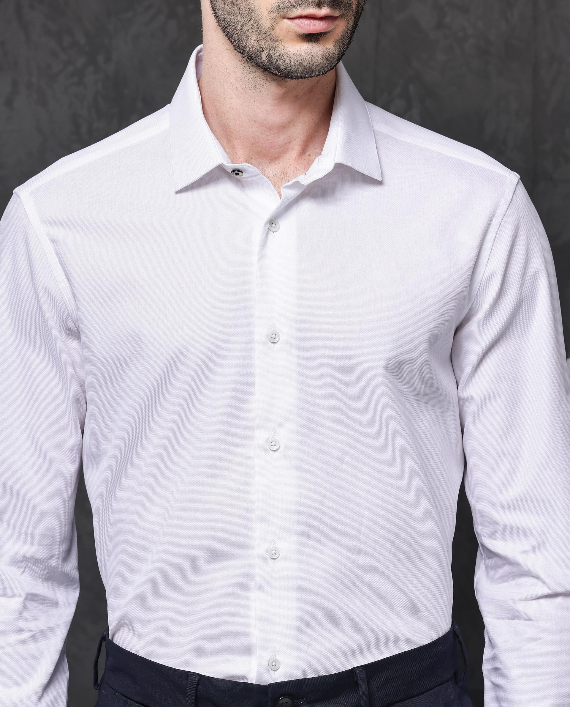 Rare Rabbit Men's Lasko White Cotton Plain Regular Fit Full Sleeve Collared Shirt - Image 8