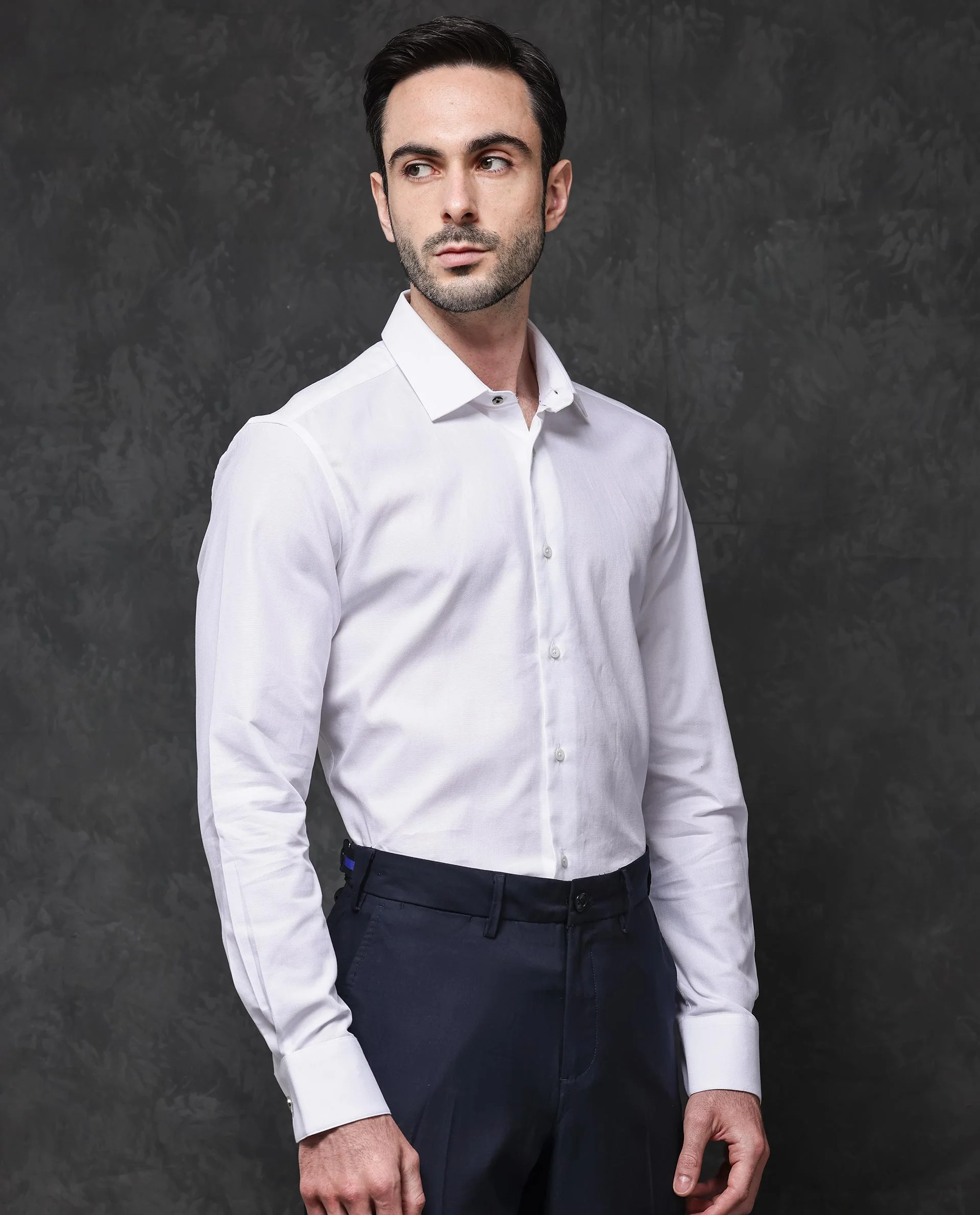 Rare Rabbit Men's Lasko White Cotton Plain Regular Fit Full Sleeve Collared Shirt - Image 9