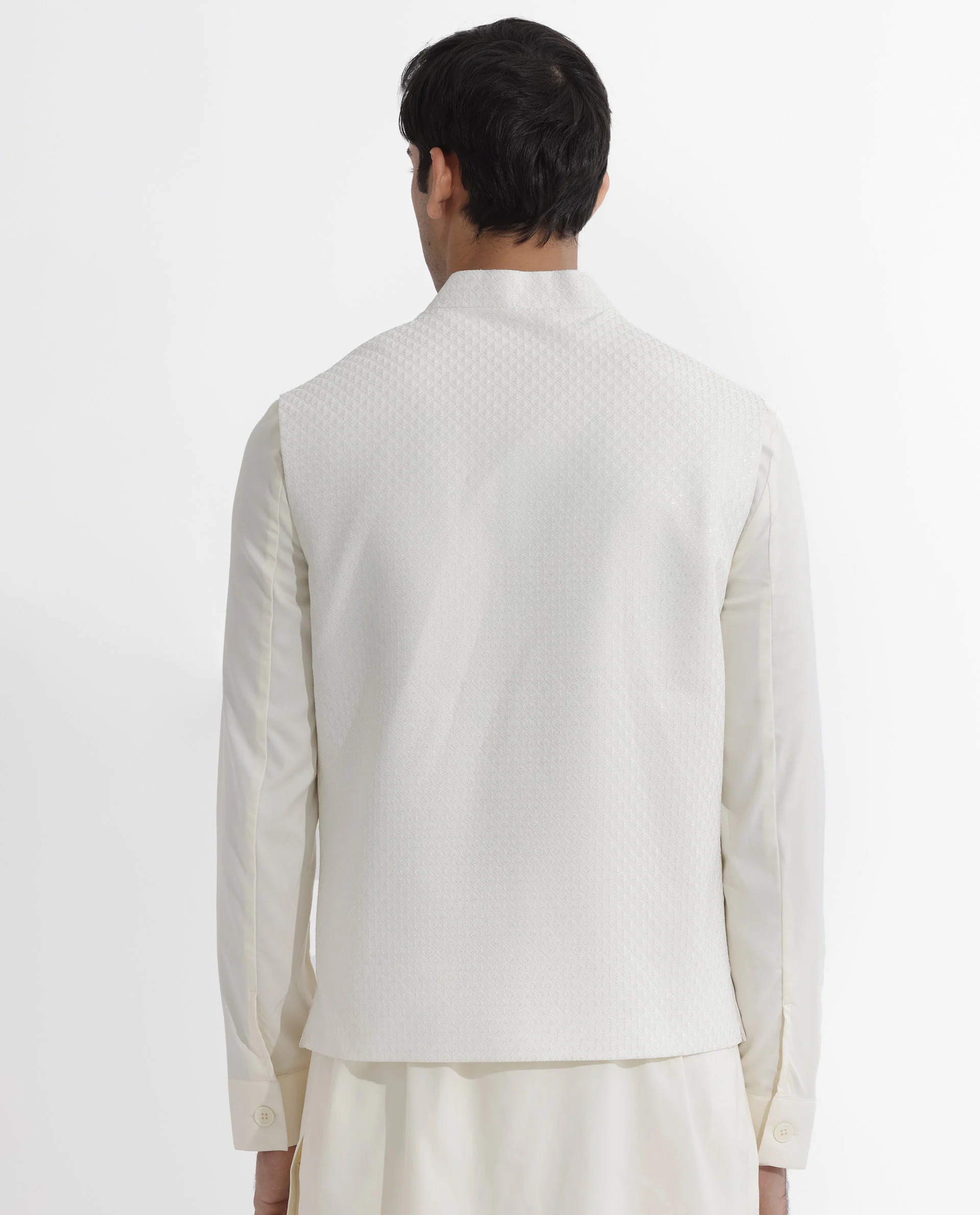 Rare Rabbit Men's Lasmosb Off White Embroidered Tailored Fit Sleeveless Mandarin Collar Bandhgala Rare Rabbit Men's Lasmos-B1 Beige Viscose Embroidered Regular Fit Sleeveless Mandarin Collar Bandhgala Nehru Jacket - Image 10