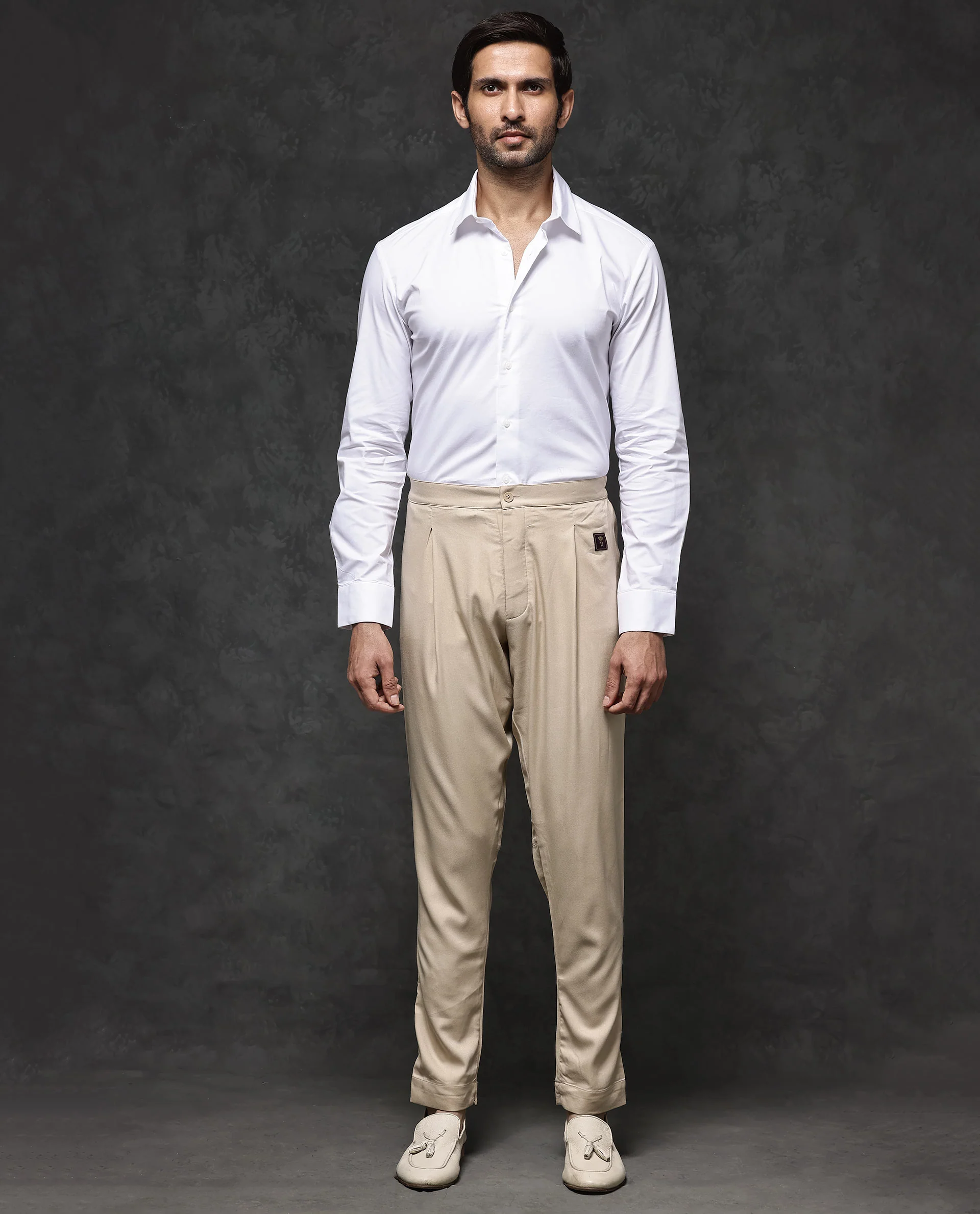 Rare Rabbit Men's Lasmosp Beige Viscose Plain Slim Fit Pajama - Image 2