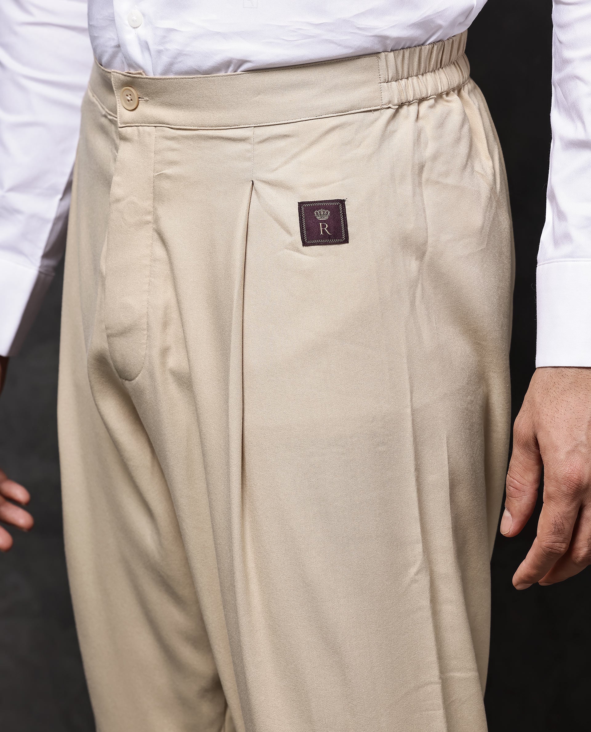 Rare Rabbit Men's Lasmosp Beige Viscose Plain Slim Fit Pajama - Image 4