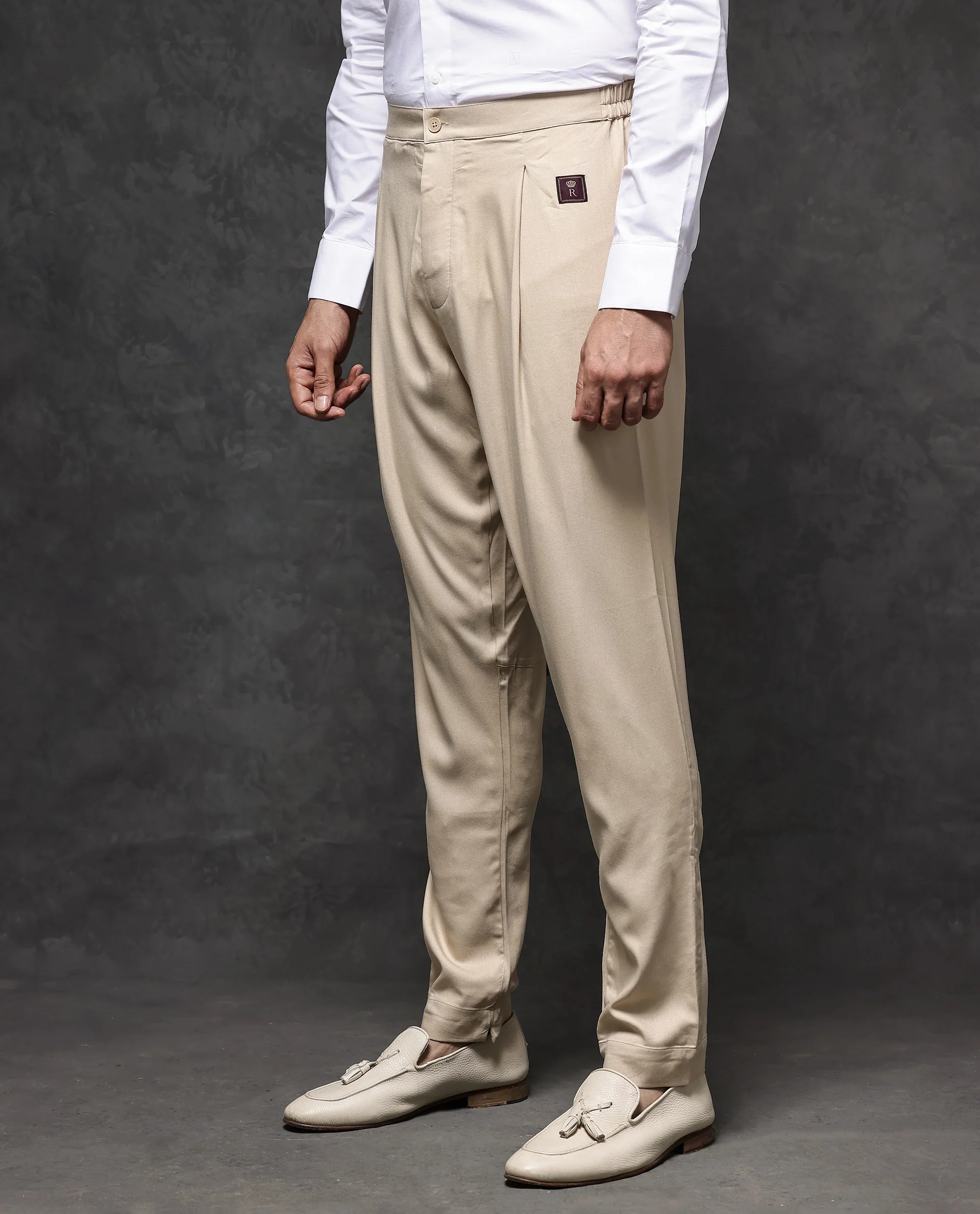Rare Rabbit Men's Lasmosp Beige Viscose Plain Slim Fit Pajama - Image 6