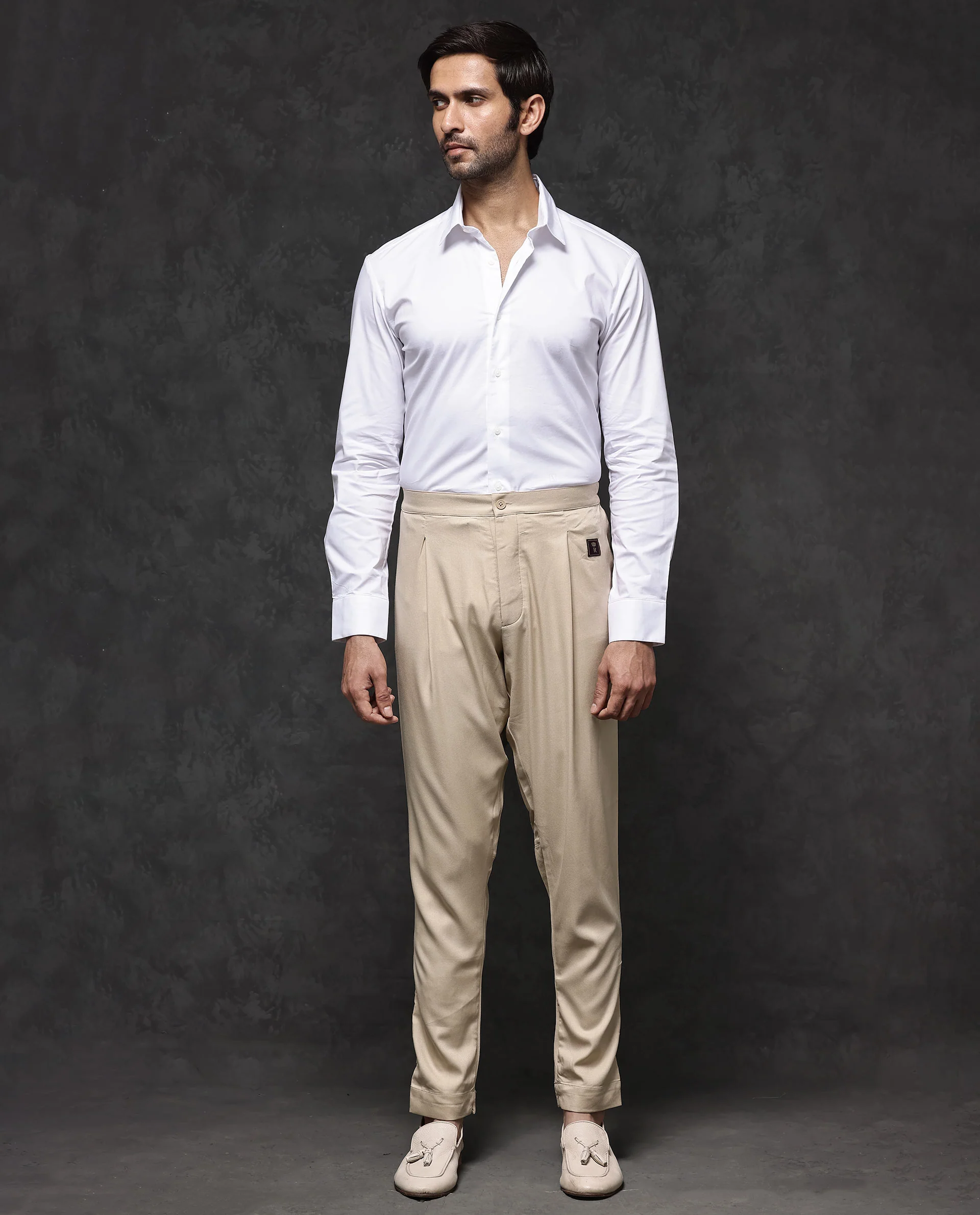 Rare Rabbit Men's Lasmosp Beige Viscose Plain Slim Fit Pajama - Image 7
