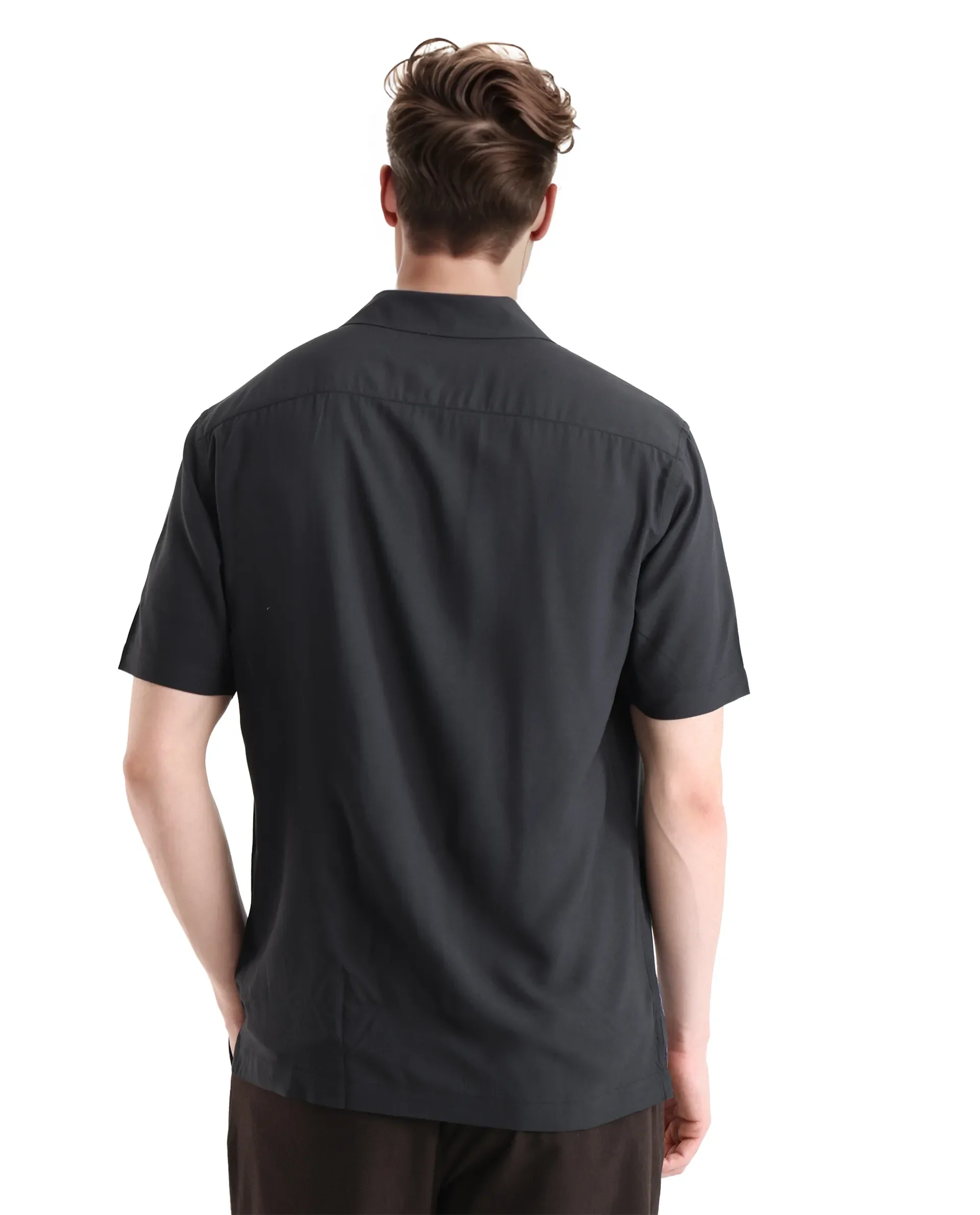 Rare Rabbit Men's Lato Black Viscose Floral Print Boxy Fit Half Sleeve Cuban Collar Shirt - Image 4
