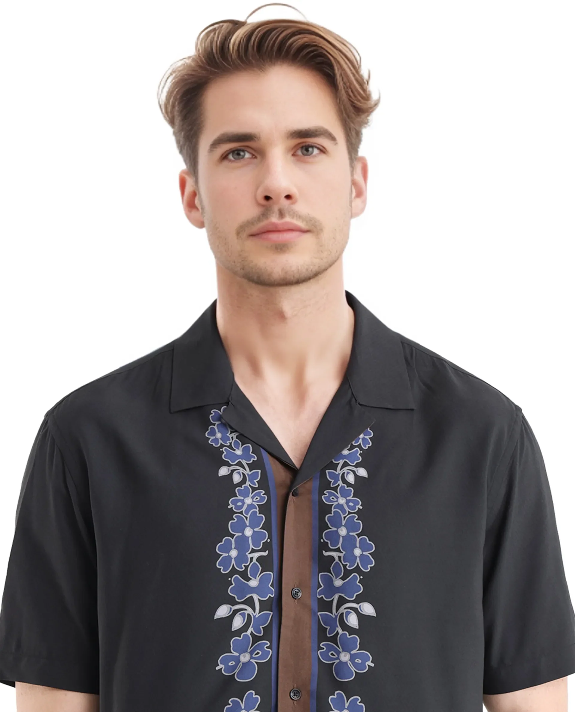 Rare Rabbit Men's Lato Black Viscose Floral Print Boxy Fit Half Sleeve Cuban Collar Shirt - Image 5