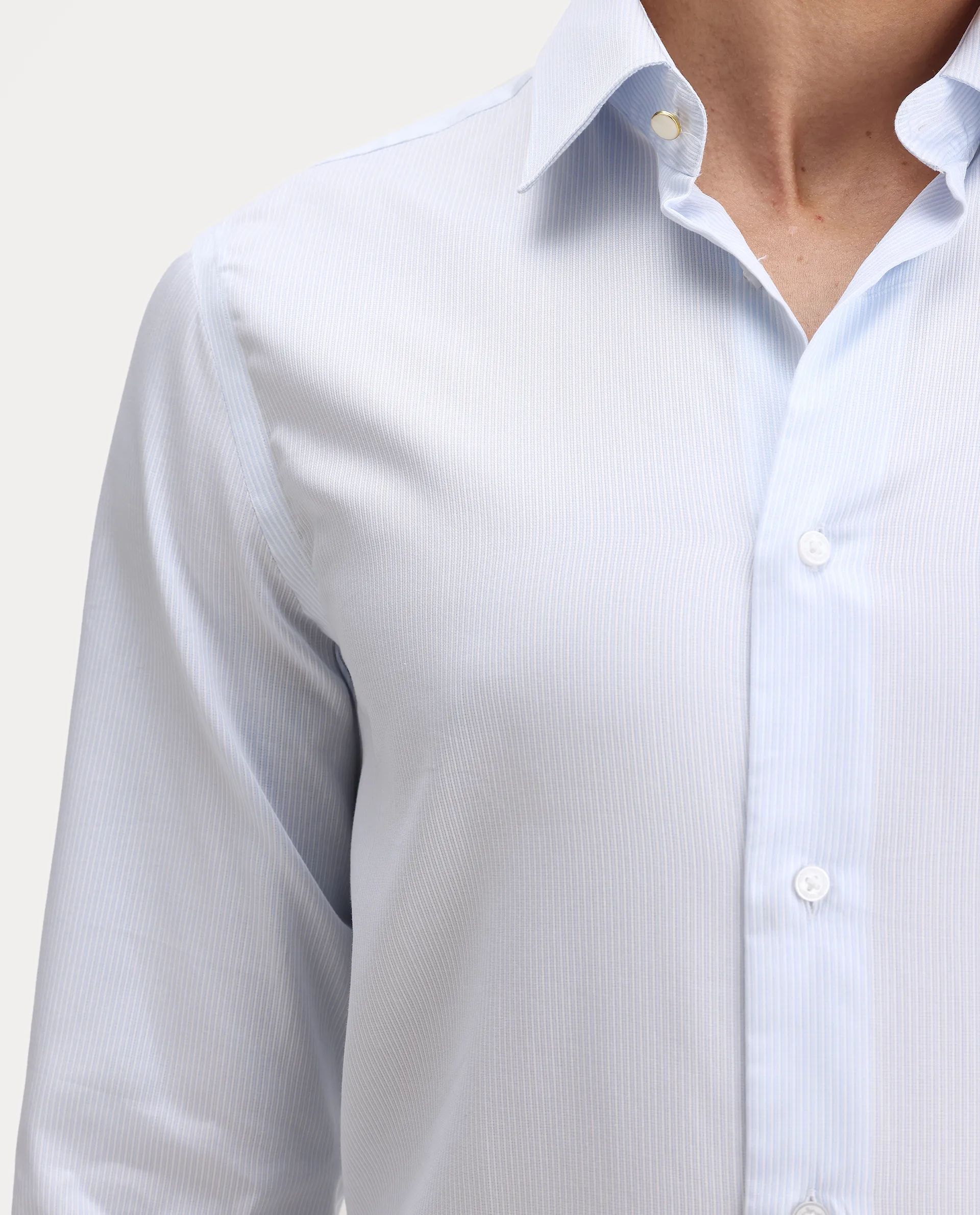 Rare Rabbit Men's Latter Light Blue Cotton Plain Regular Fit Full Sleeve Collared Shirt - Image 3