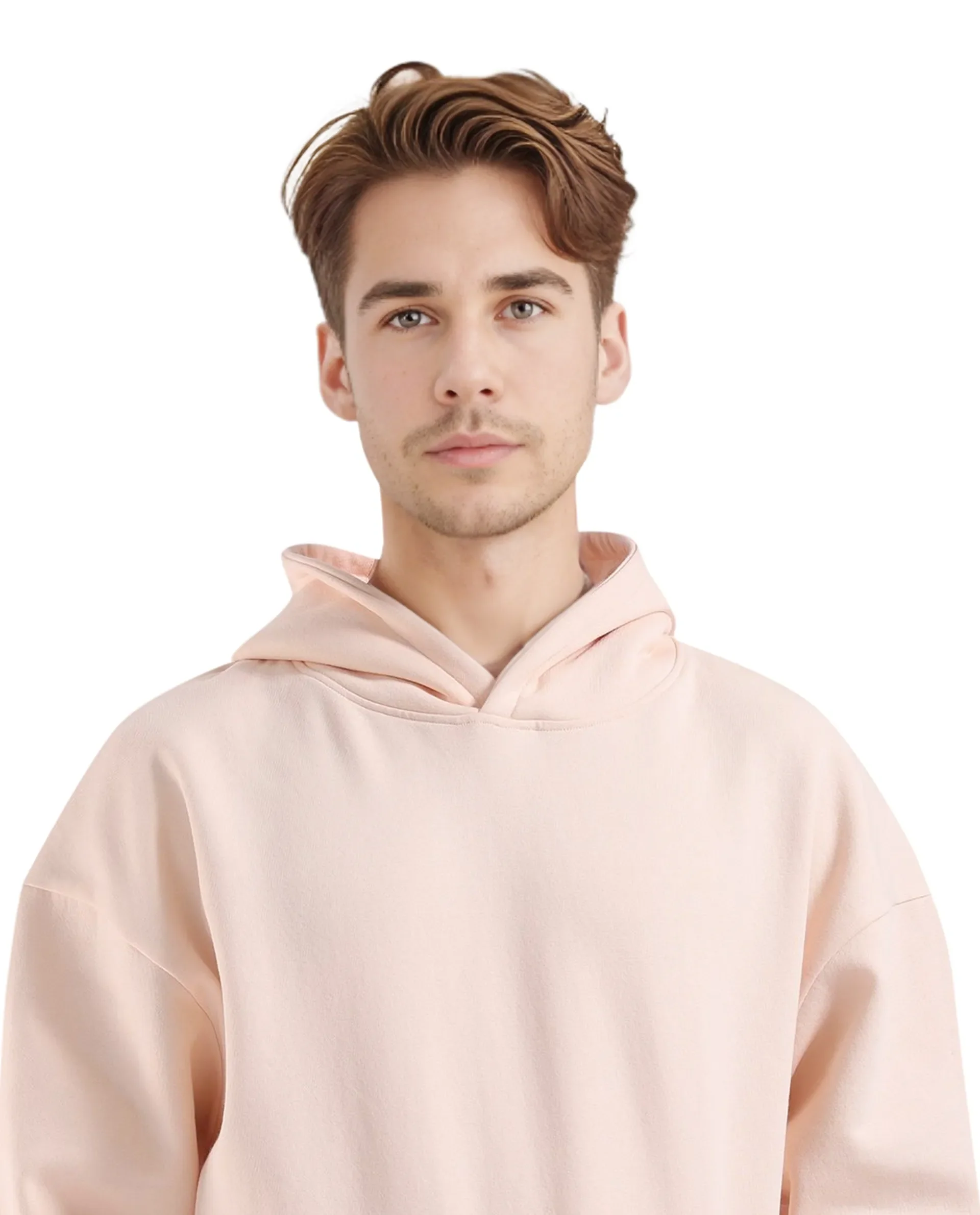 Rare Rabbit Men's Laurl Light Pink Cotton Blend Typography Print Boxy Fit Full Sleeve Hooded Sweatshirt - Image 3