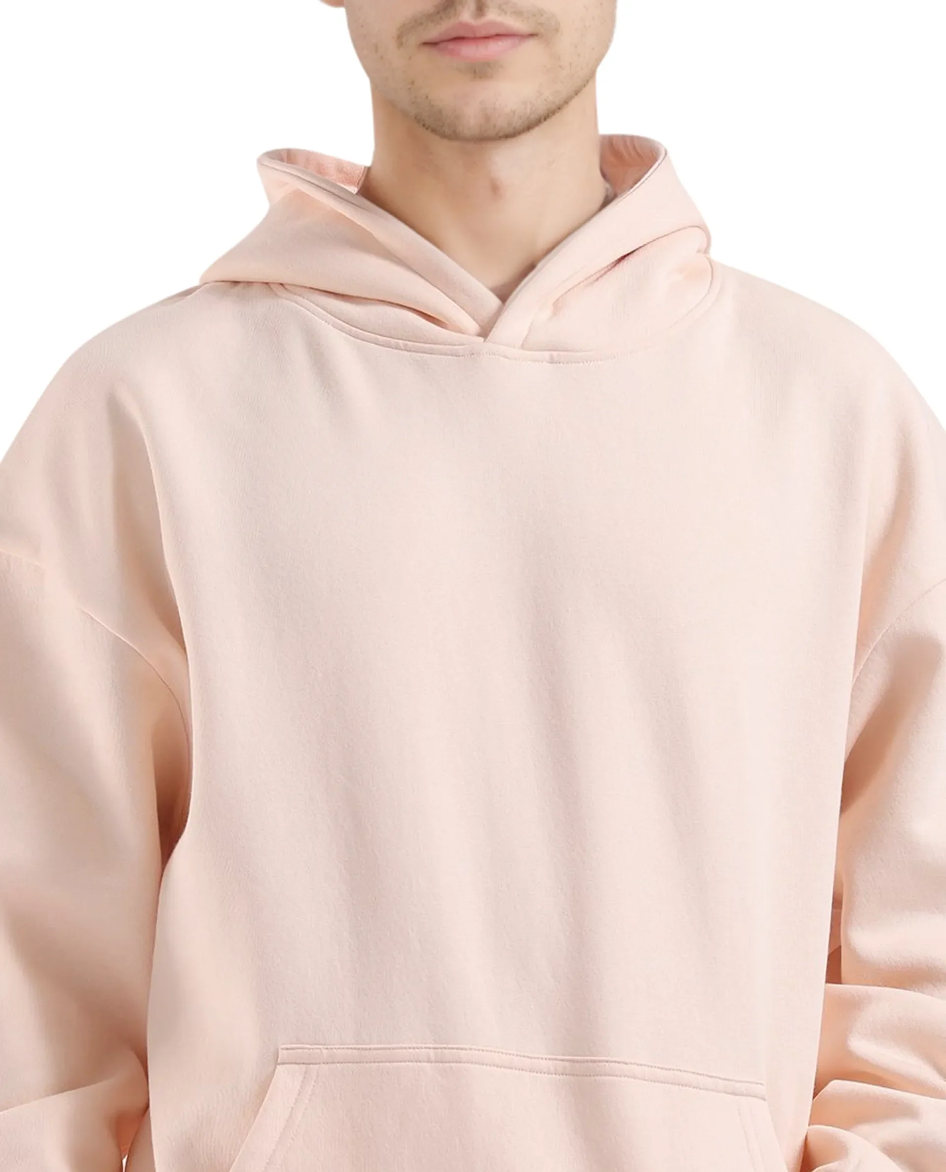 Rare Rabbit Men's Laurl Light Pink Cotton Blend Typography Print Boxy Fit Full Sleeve Hooded Sweatshirt - Image 5