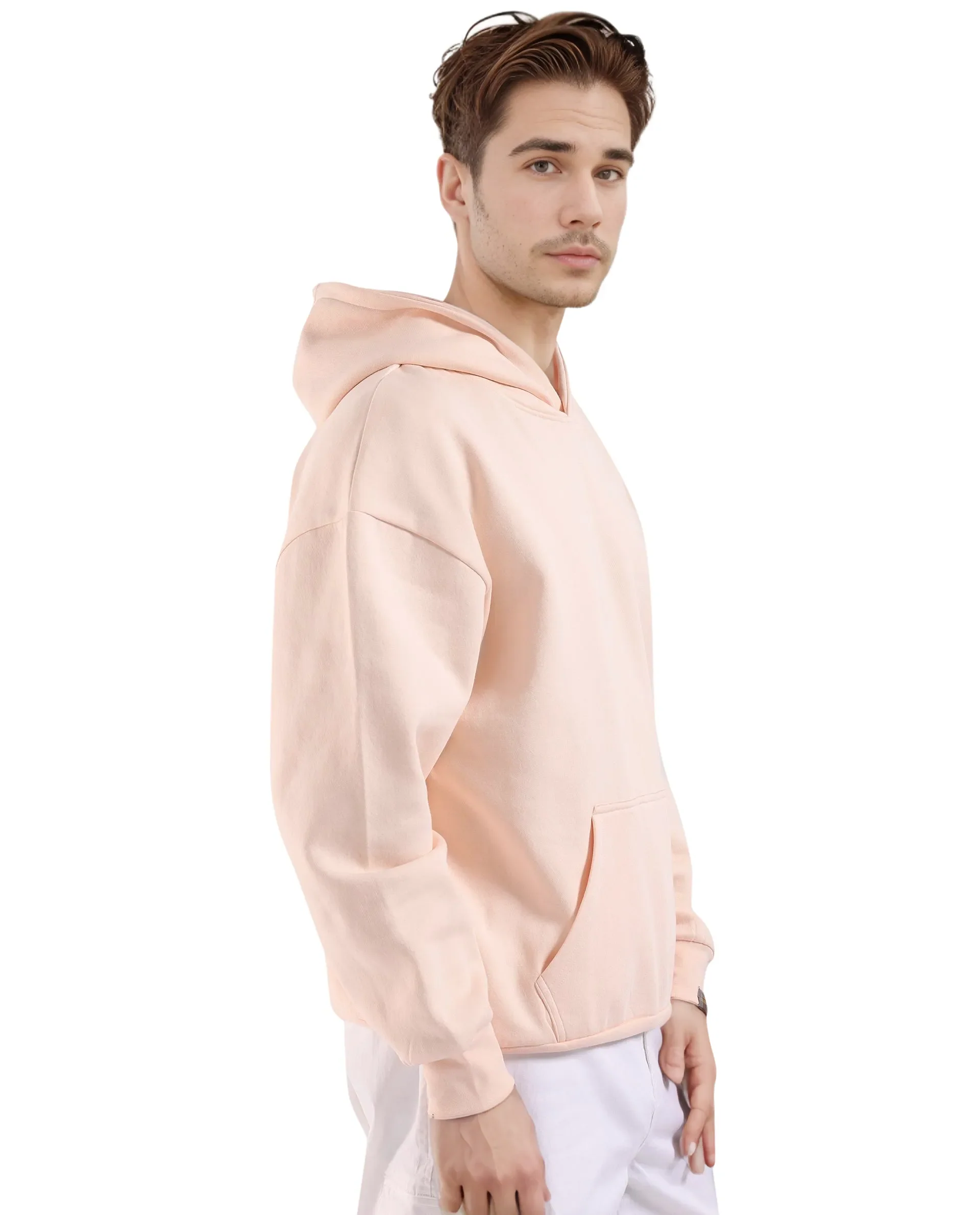 Rare Rabbit Men's Laurl Light Pink Cotton Blend Typography Print Boxy Fit Full Sleeve Hooded Sweatshirt - Image 7