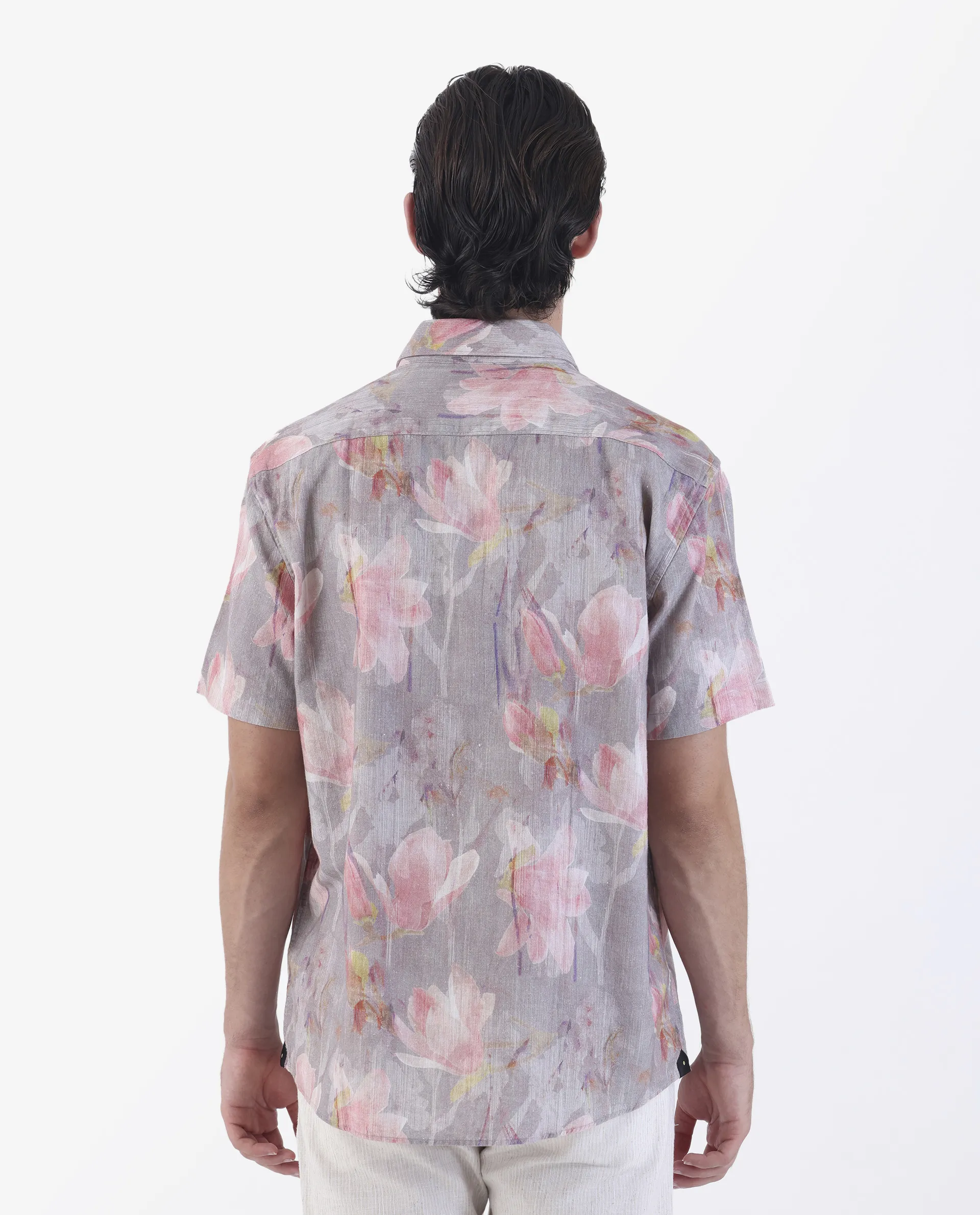 Rare Rabbit Men's Lavaj Grey 100% Linen Regular Fit Half Sleeve Spread Collar Shirt - Image 8