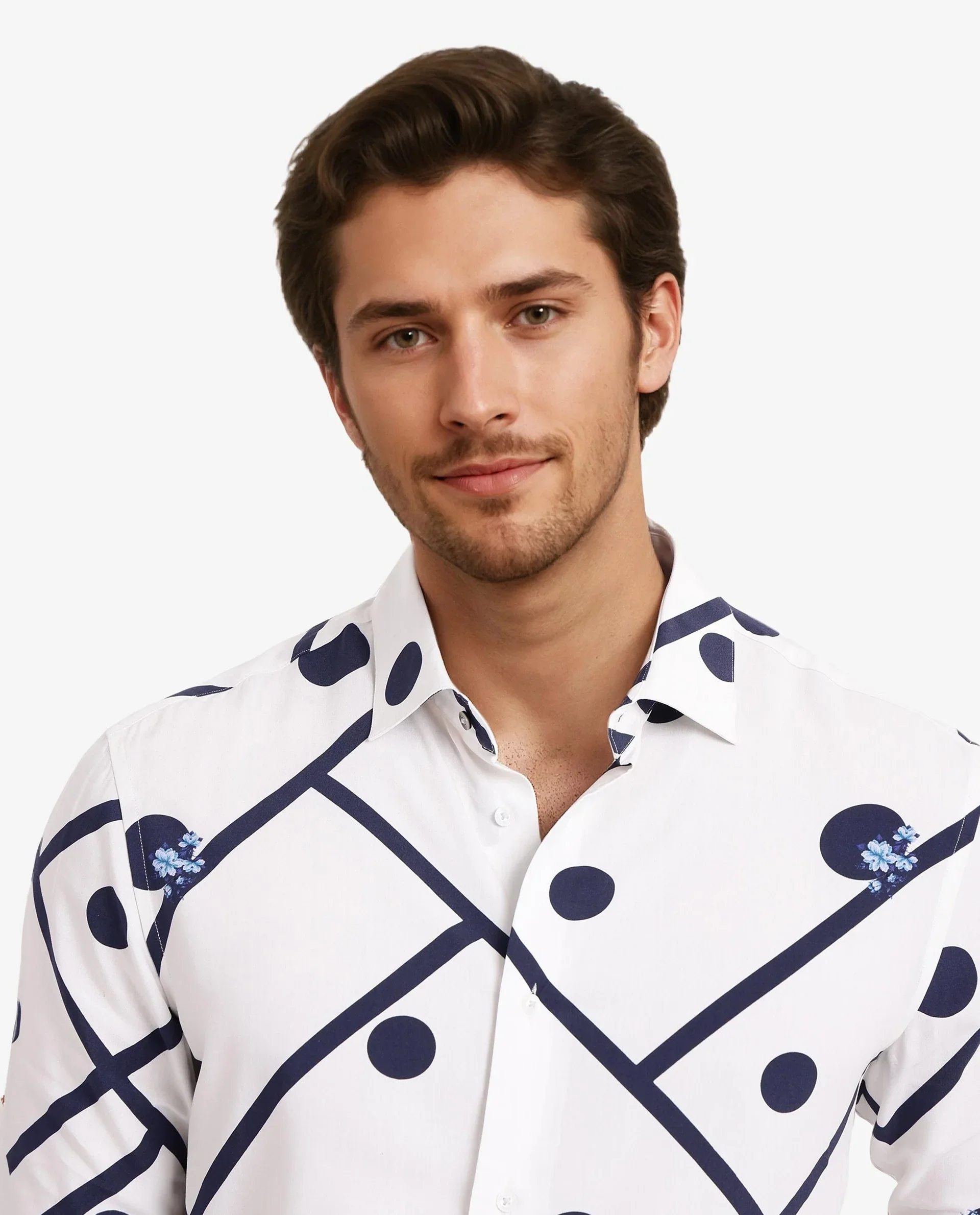 Rare Rabbit Men's Laveno-1 Off White Viscose Geometric Print Regular Fit Full Sleeve Collared Shirt - Image 6