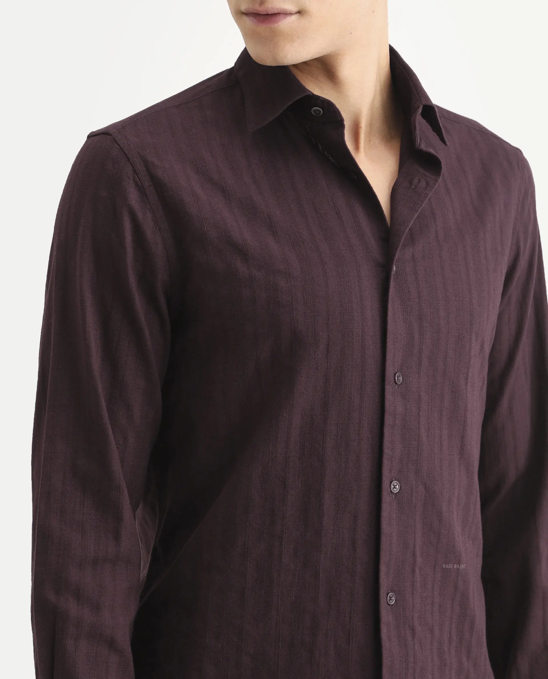 Rare Rabbit Men's Laver Dusky Teal Cotton Fabric Full Sleeve Regular Fit Textured Shirt - Image 3