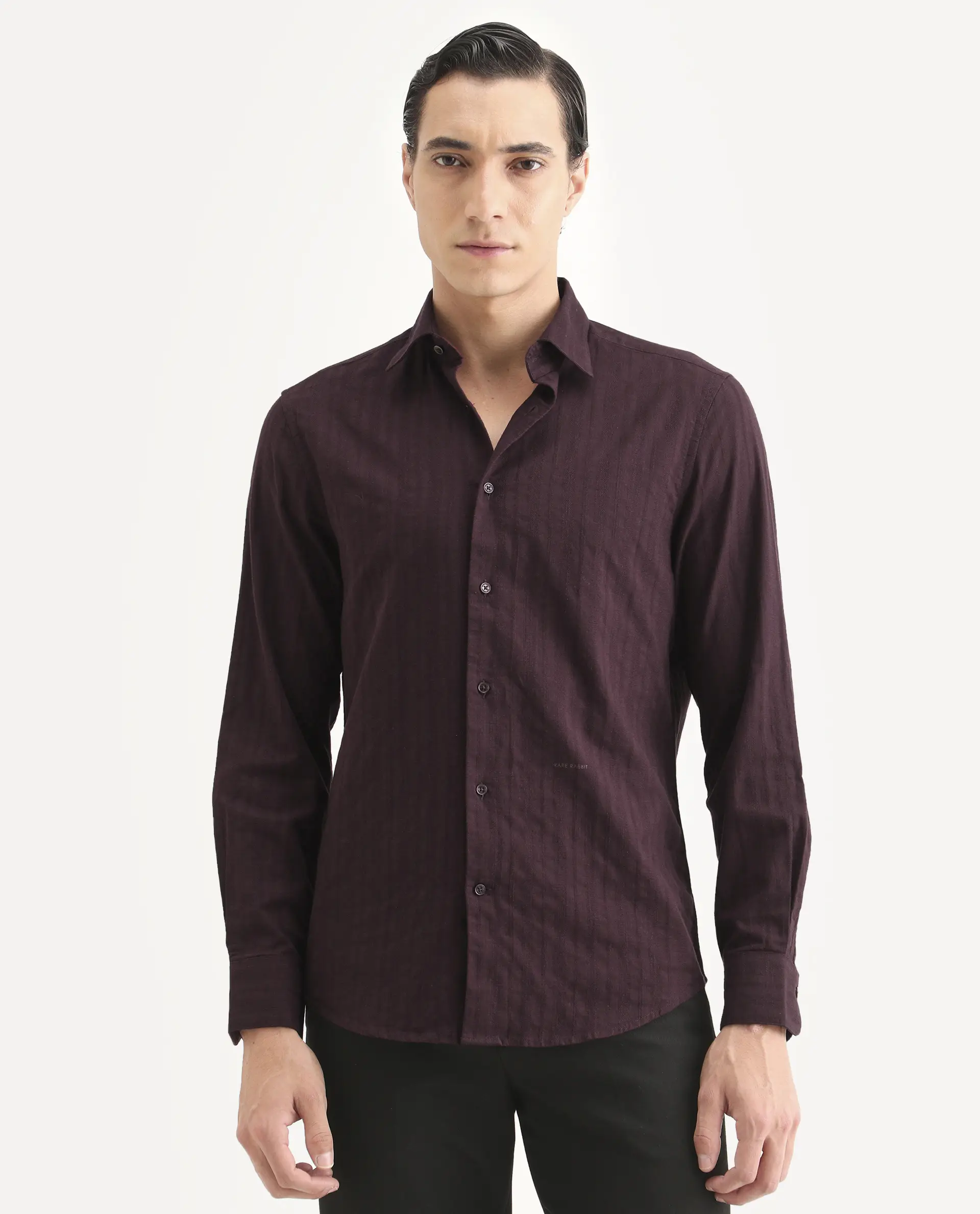Rare Rabbit Men's Laver Dusky Teal Cotton Fabric Full Sleeve Regular Fit Textured Shirt - Image 4