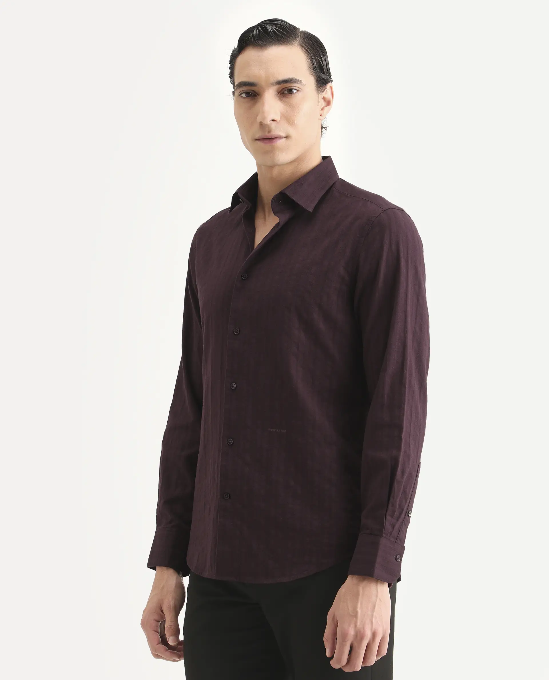 Rare Rabbit Men's Laver Dusky Teal Cotton Fabric Full Sleeve Regular Fit Textured Shirt - Image 5