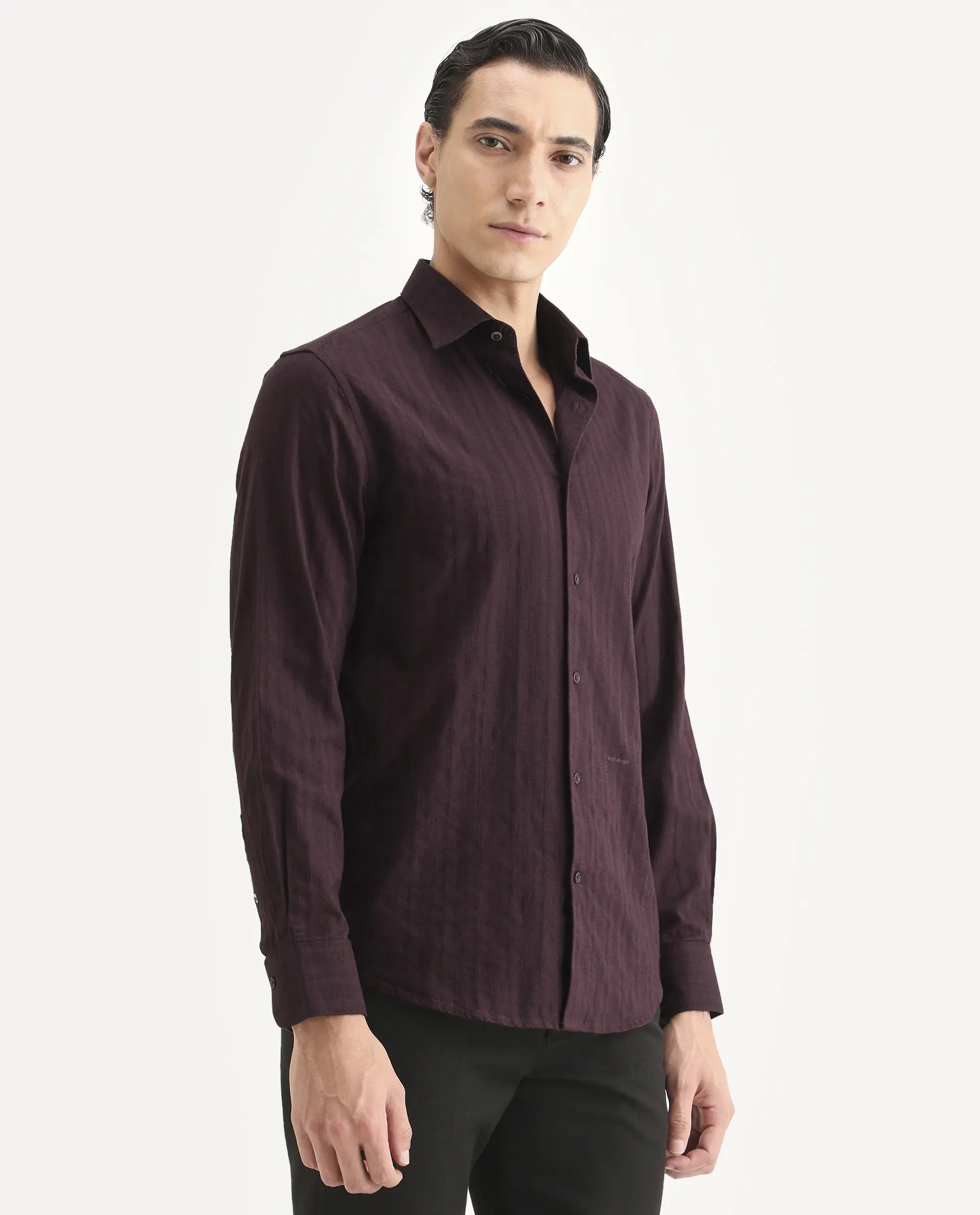 Rare Rabbit Men's Laver Dusky Teal Cotton Fabric Full Sleeve Regular Fit Textured Shirt - Image 6