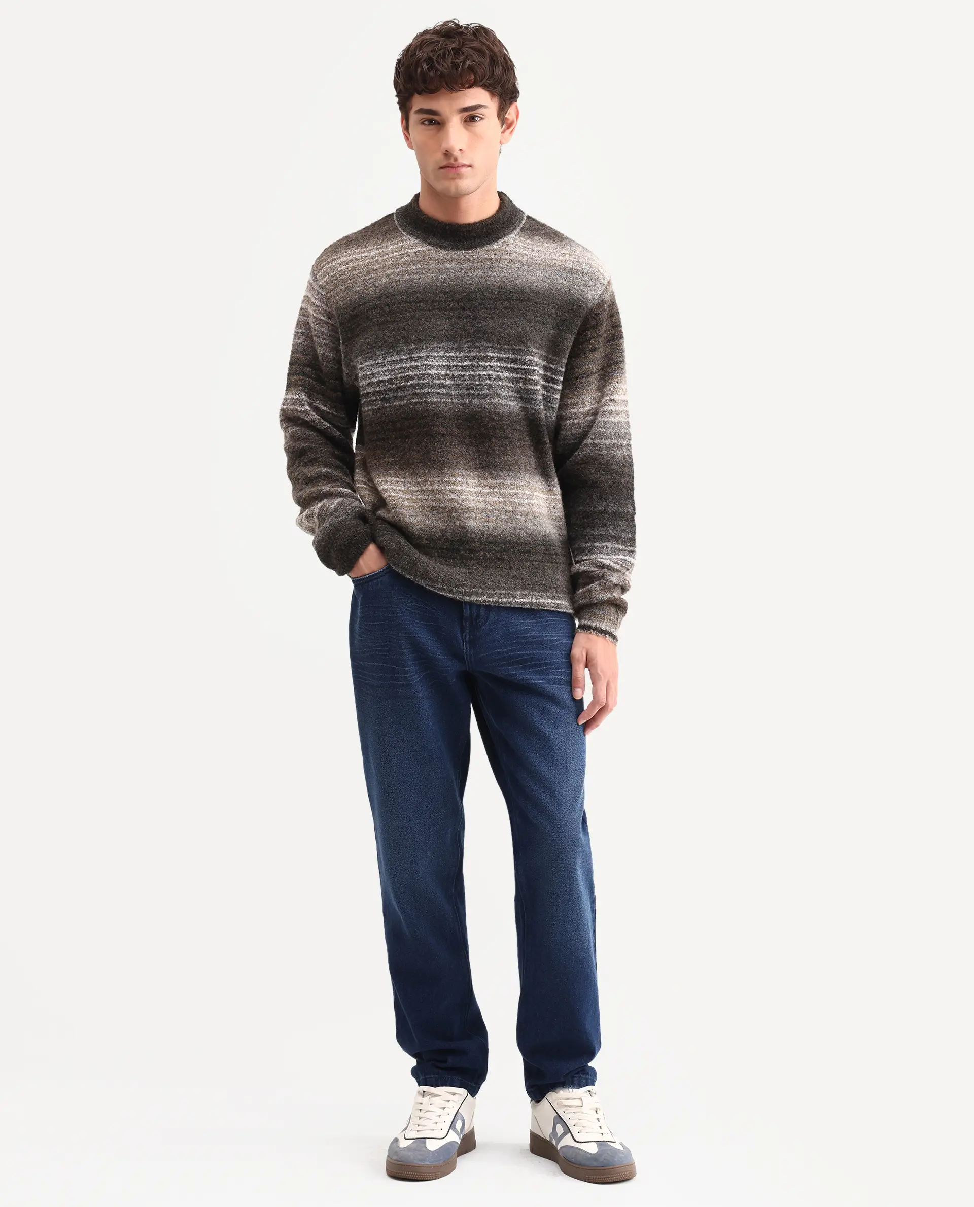 Rare Rabbit Men's Laxx Dark Blue Cotton Blend Fabric Shank And Zipper Kurt Carrot Plain Jeans - Image 4