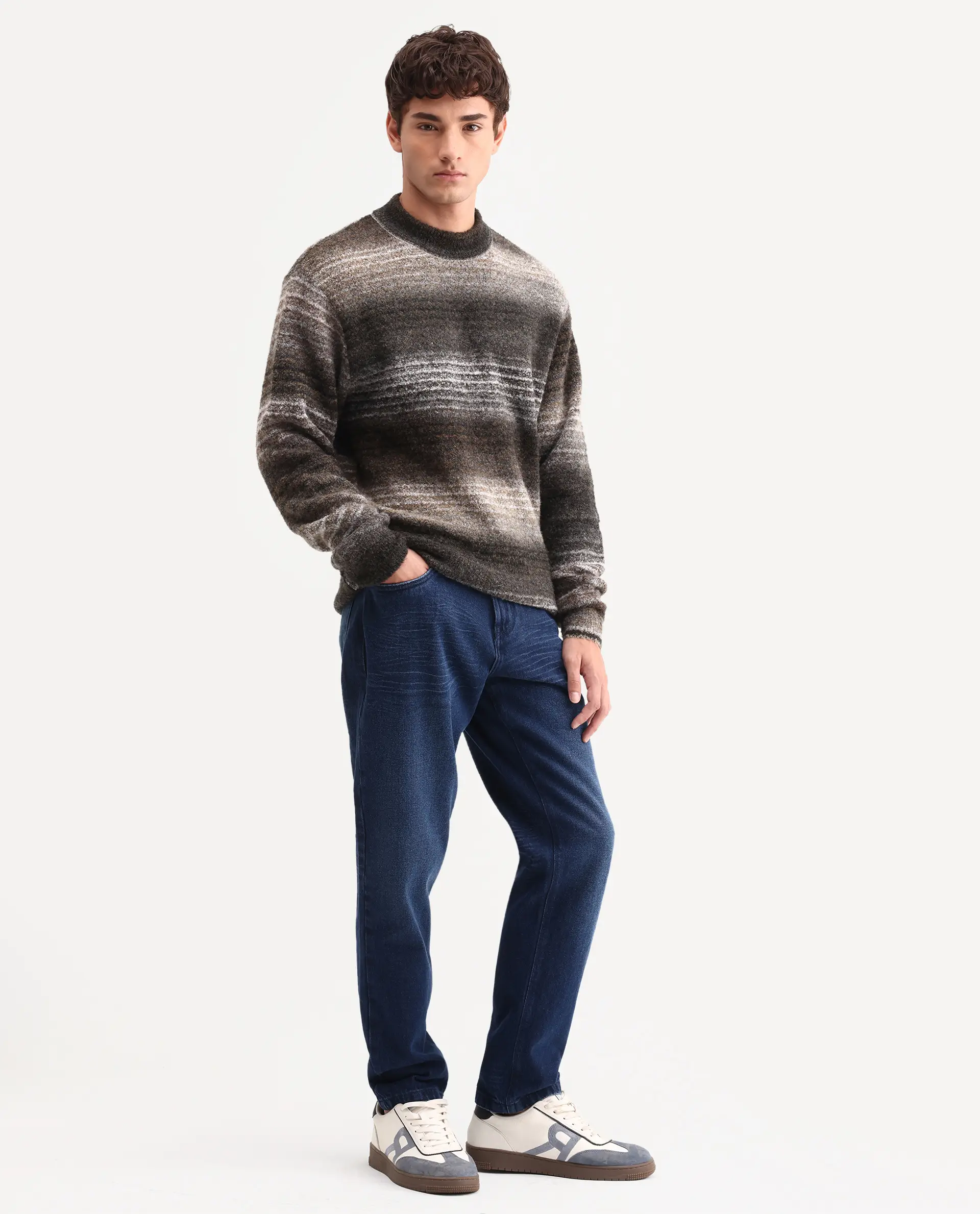 Rare Rabbit Men's Laxx Dark Blue Cotton Blend Fabric Shank And Zipper Kurt Carrot Plain Jeans - Image 6