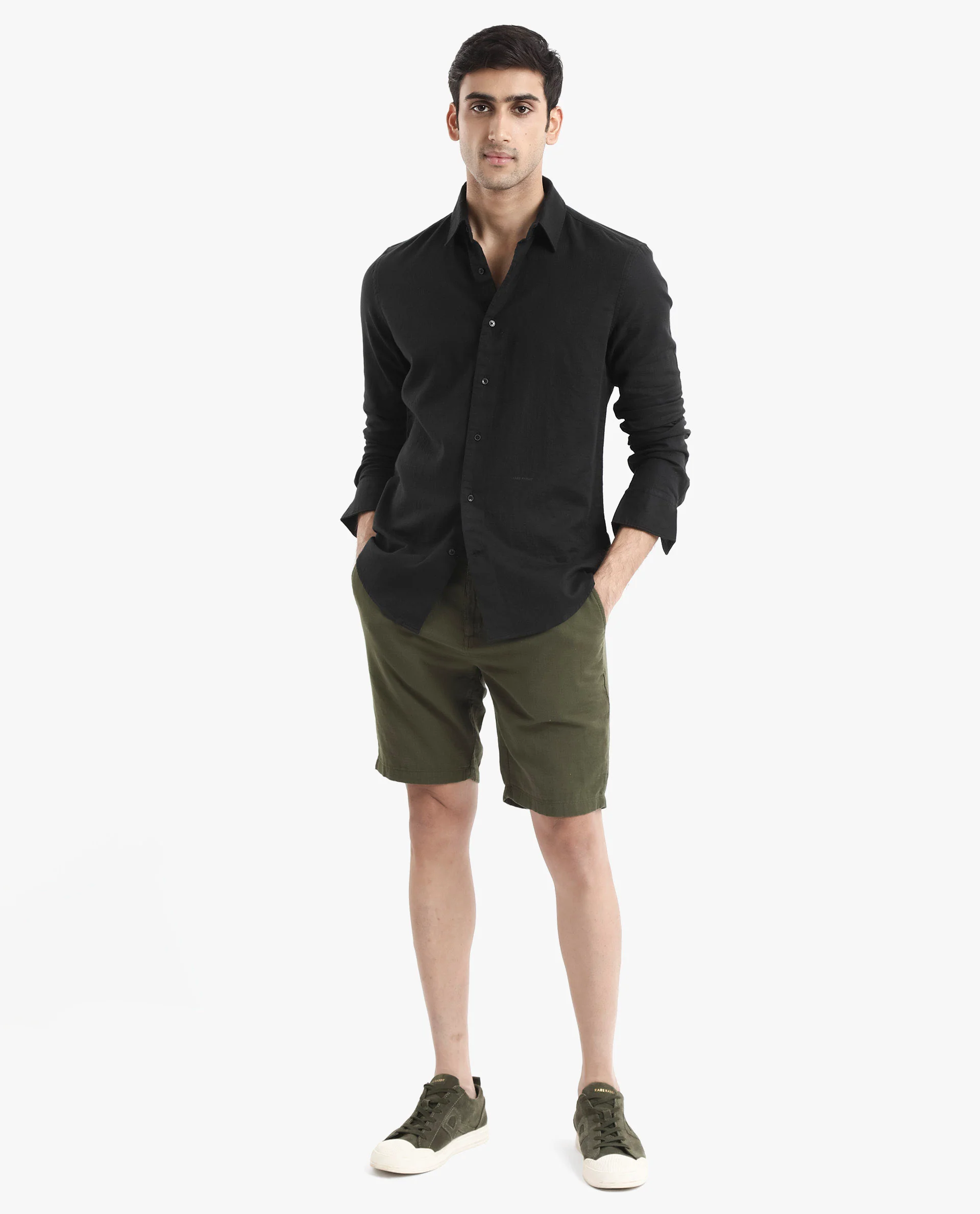 Rare Rabbit Men's Layerr-2 Black Cotton Plain Regular Fit Full Sleeve Collared Shirt - Image 2