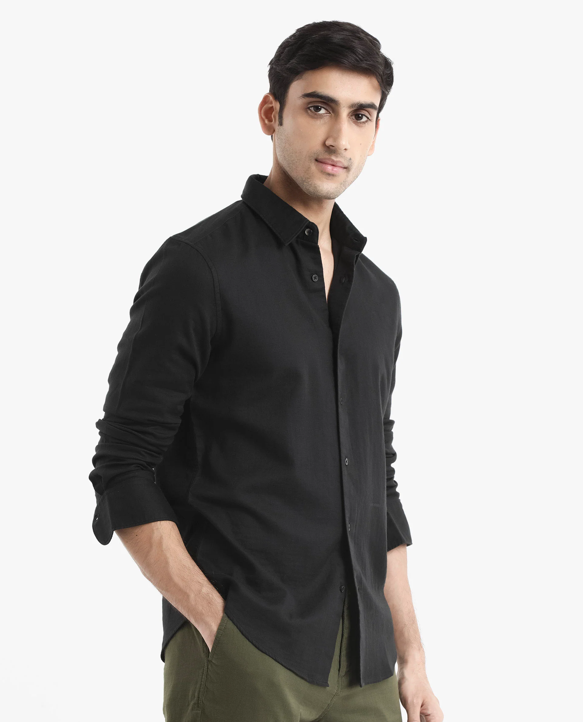 Rare Rabbit Men's Layerr-2 Black Cotton Plain Regular Fit Full Sleeve Collared Shirt - Image 6