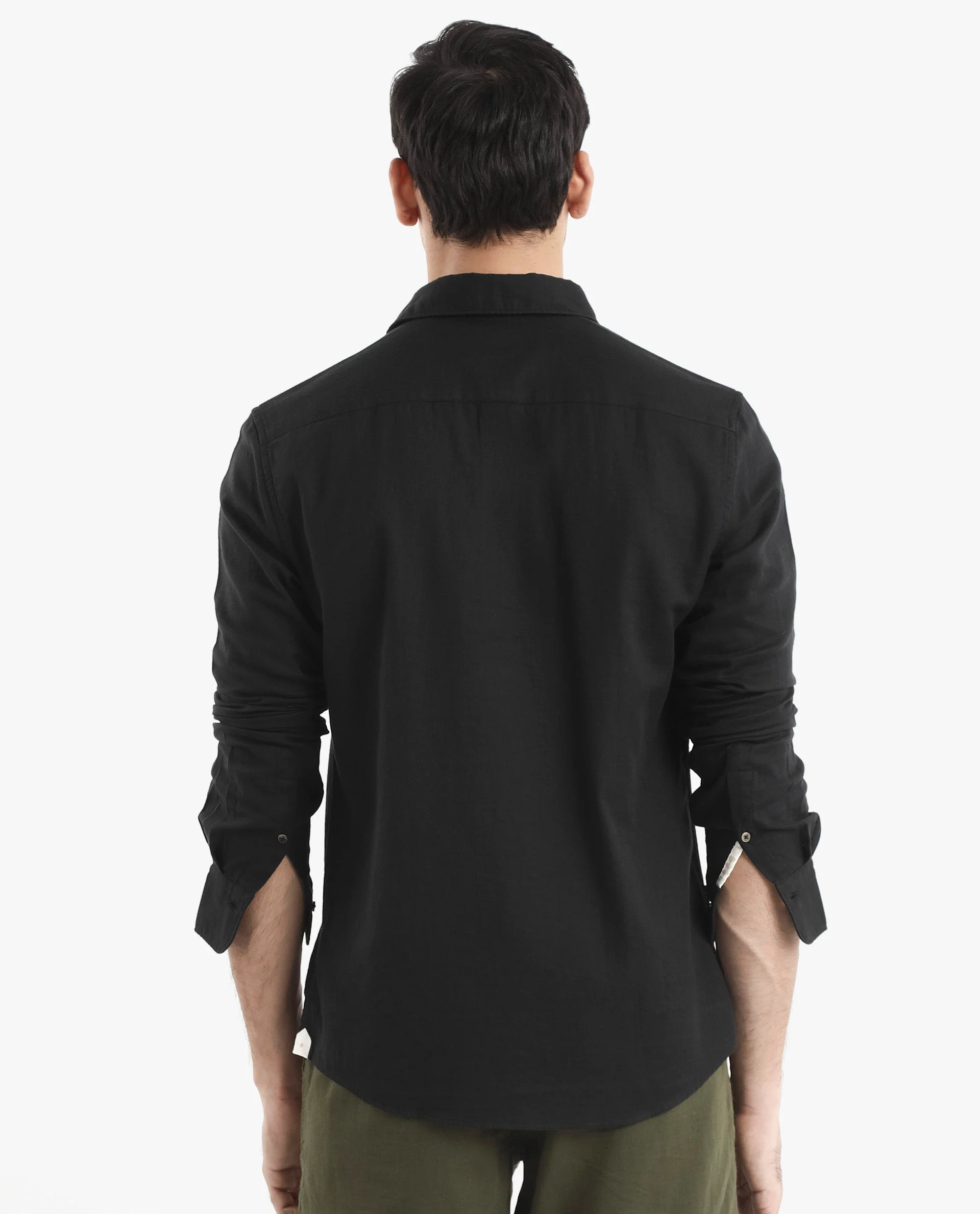 Rare Rabbit Men's Layerr-2 Black Cotton Plain Regular Fit Full Sleeve Collared Shirt - Image 7