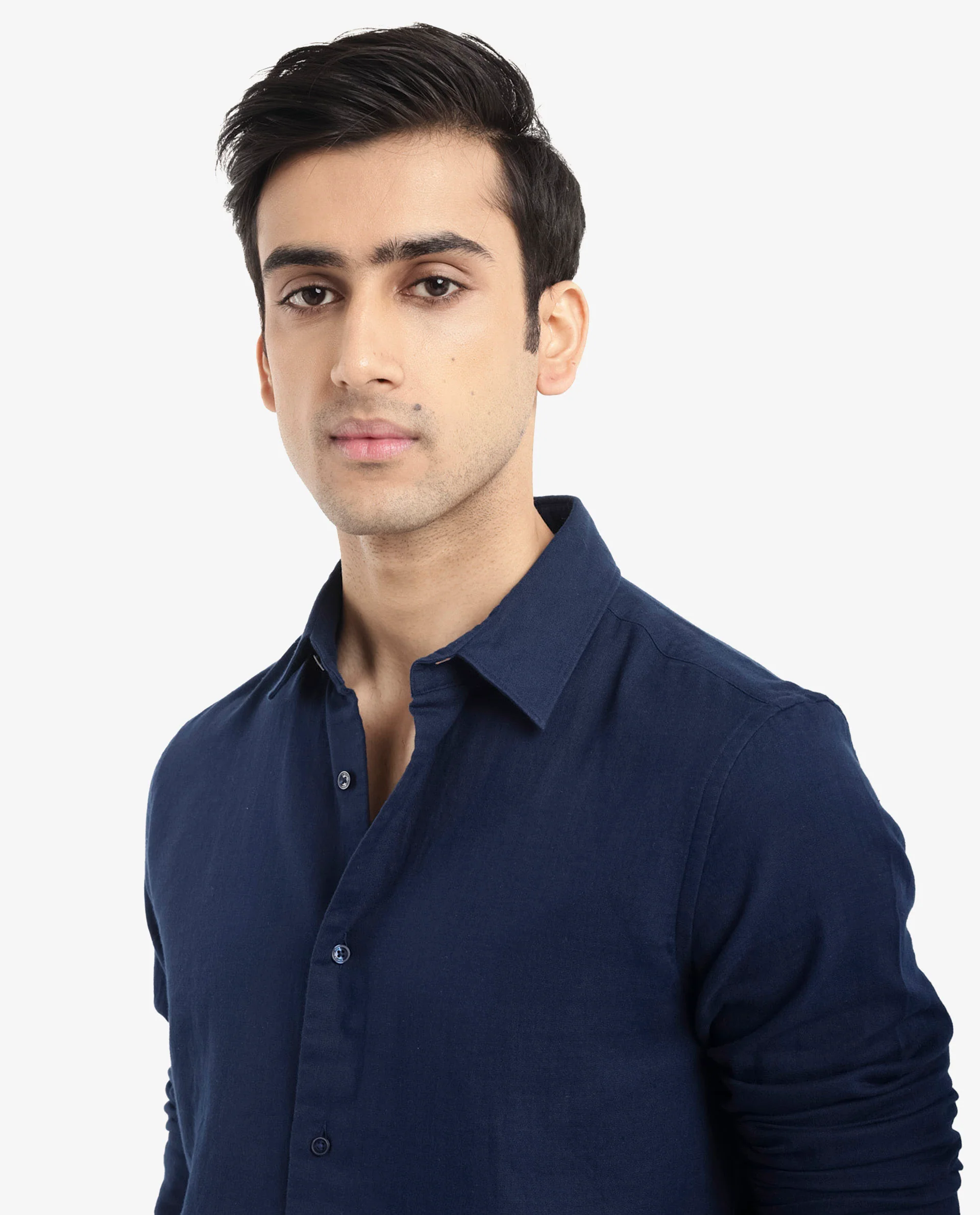 Rare Rabbit Men's Layerr-2 Navy Cotton Plain Regular Fit Full Sleeve Collared Shirt - Image 5