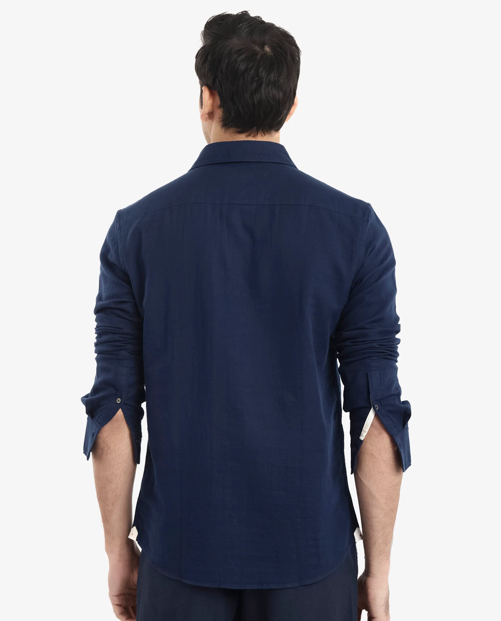 Rare Rabbit Men's Layerr-2 Navy Cotton Plain Regular Fit Full Sleeve Collared Shirt - Image 7