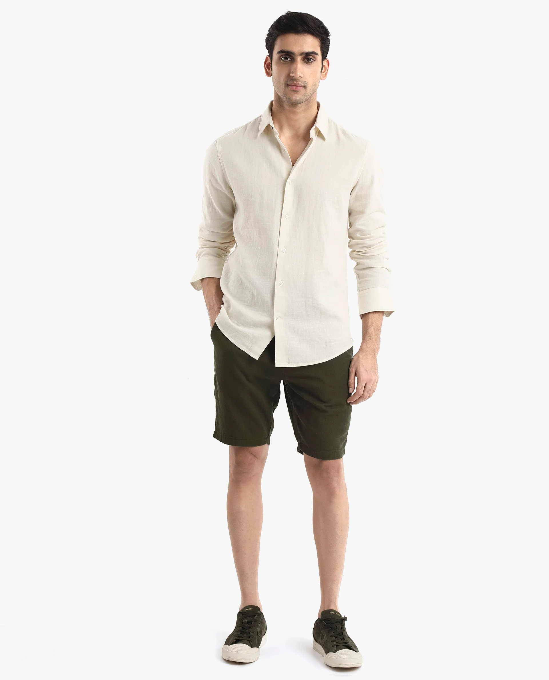 Rare Rabbit Men's Layerr-2 Off White Cotton Plain Regular Fit Full Sleeve Collared Shirt - Image 2