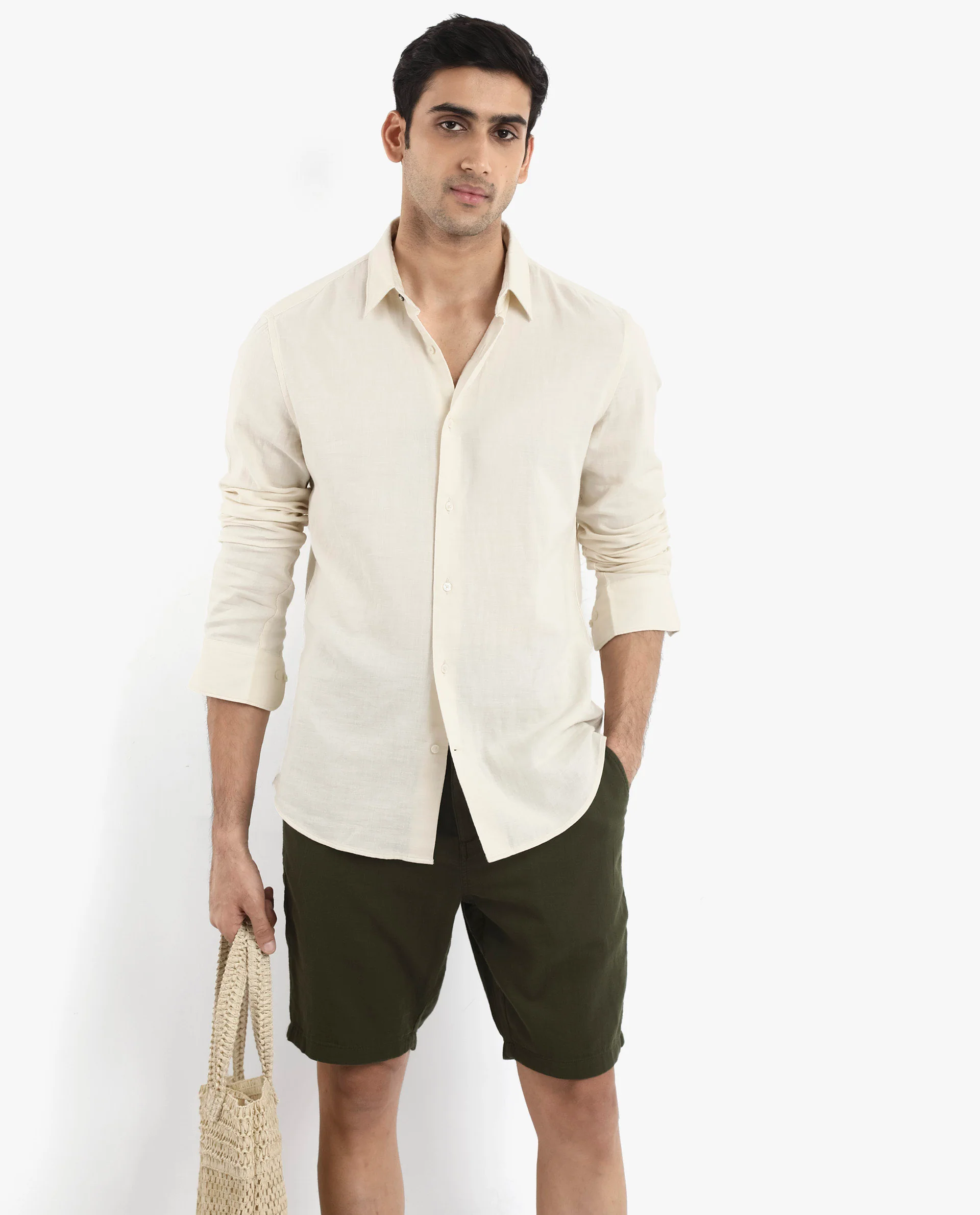 Rare Rabbit Men's Layerr-2 Off White Cotton Plain Regular Fit Full Sleeve Collared Shirt - Image 3