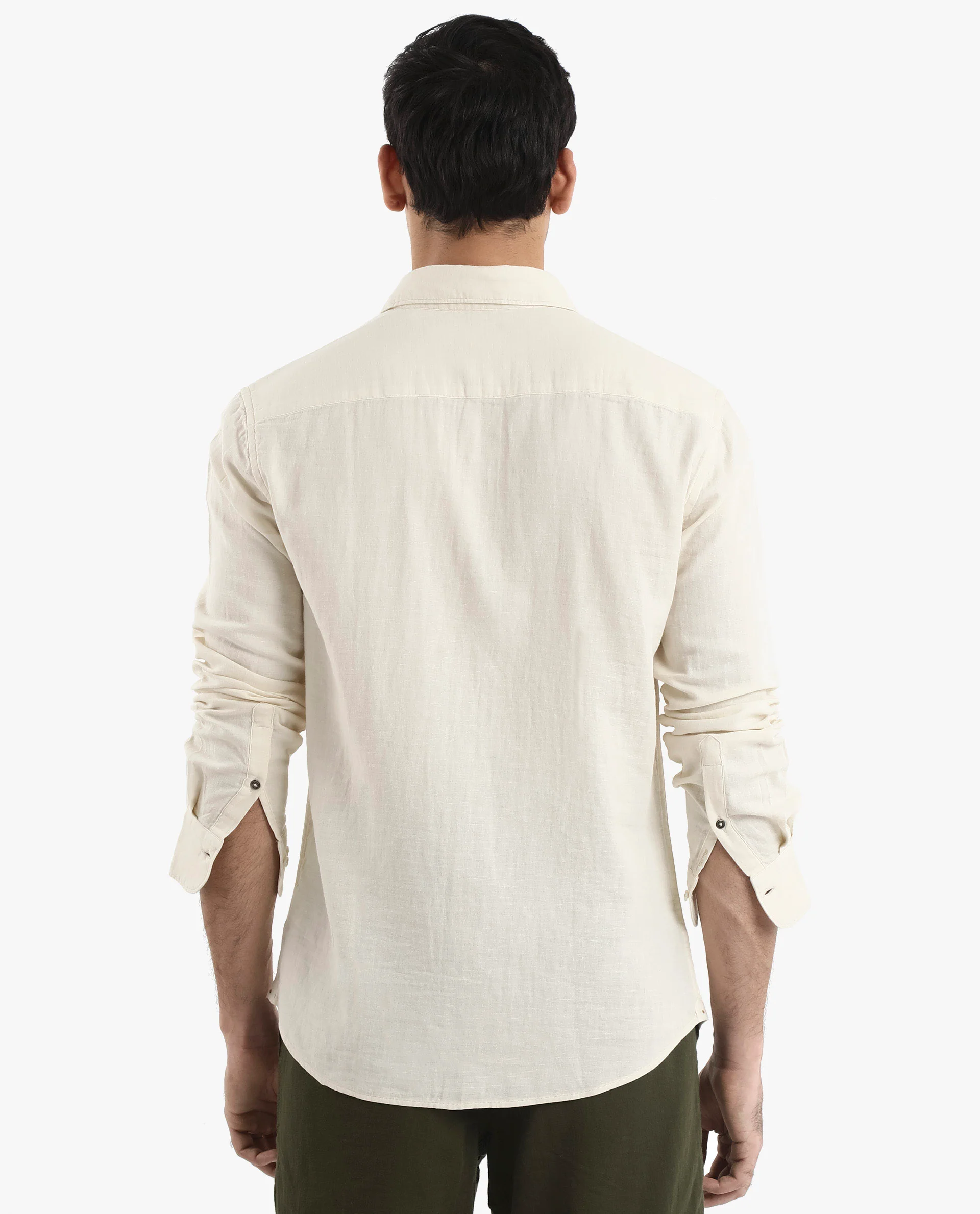 Rare Rabbit Men's Layerr-2 Off White Cotton Plain Regular Fit Full Sleeve Collared Shirt - Image 9