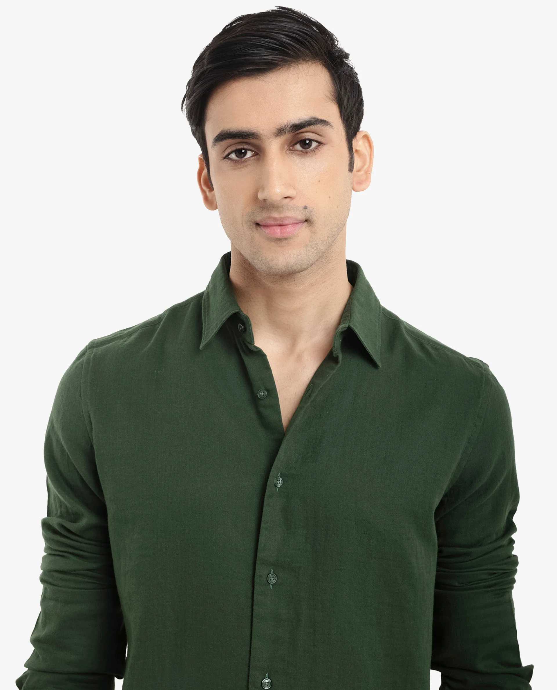 Rare Rabbit Men's Layerr-2 Olive Cotton Plain Regular Fit Full Sleeve Collared Shirt - Image 5