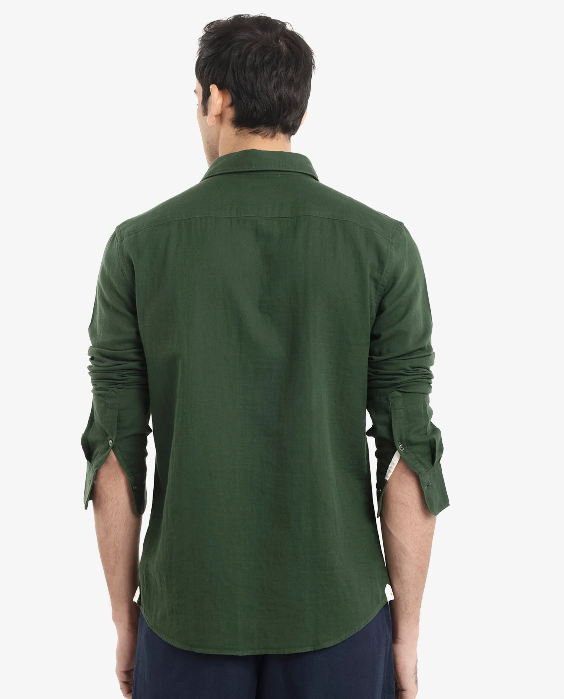 Rare Rabbit Men's Layerr-2 Olive Cotton Plain Regular Fit Full Sleeve Collared Shirt - Image 7