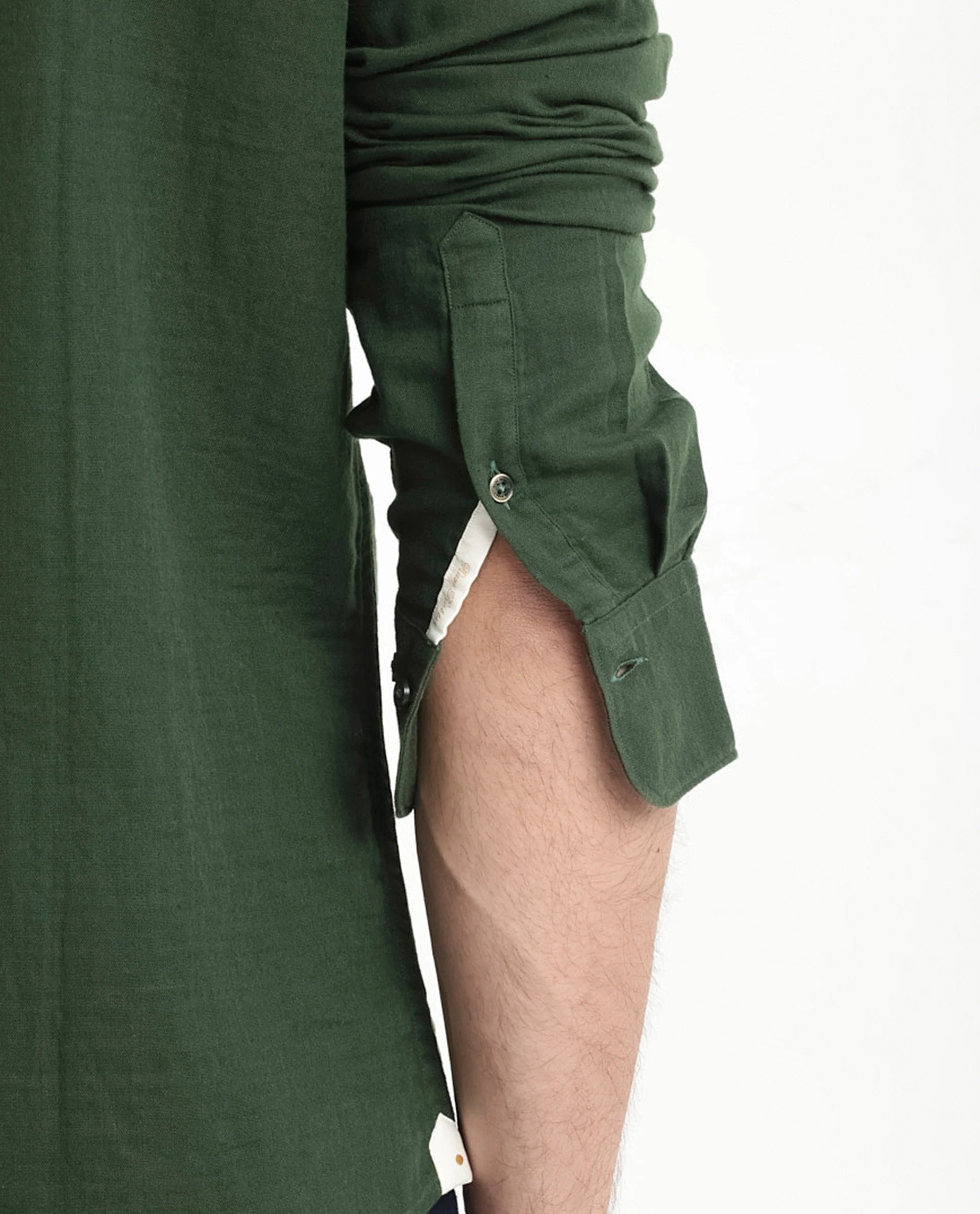 Rare Rabbit Men's Layerr-2 Olive Cotton Plain Regular Fit Full Sleeve Collared Shirt - Image 9
