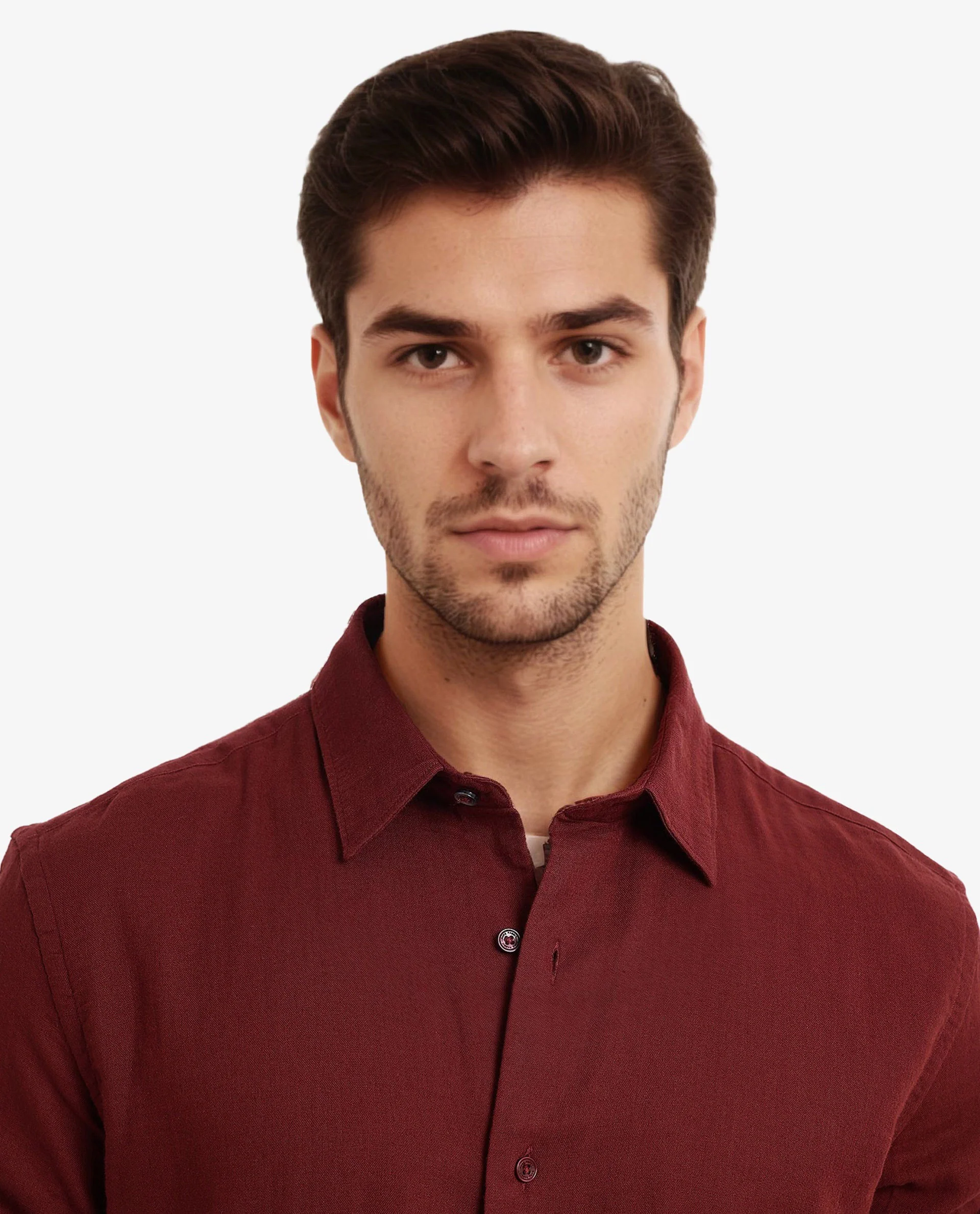 Rare Rabbit Men's Layerr-2 Rust Cotton Plain Regular Fit Full Sleeve Collared Shirt - Image 4