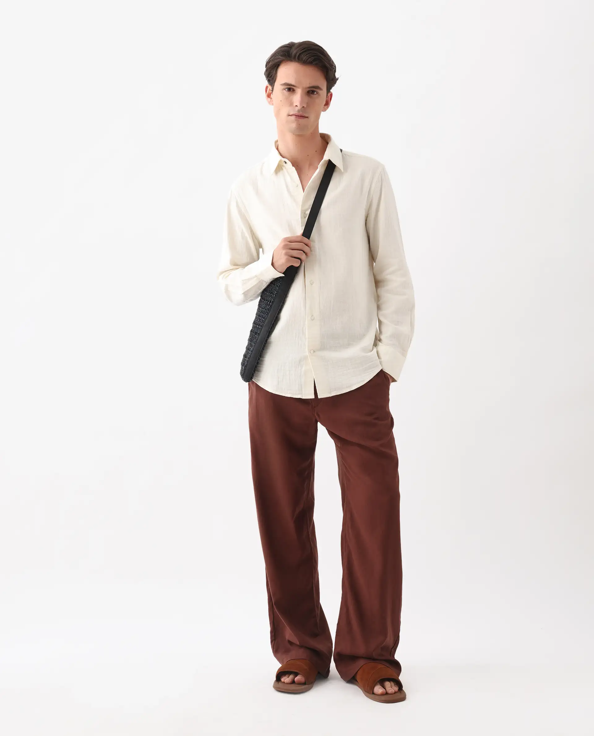 Rare Rabbit Men's Layerr-26 Off White Cotton Plain Regular Fit Full Sleeve Collared Shirt - Image 3