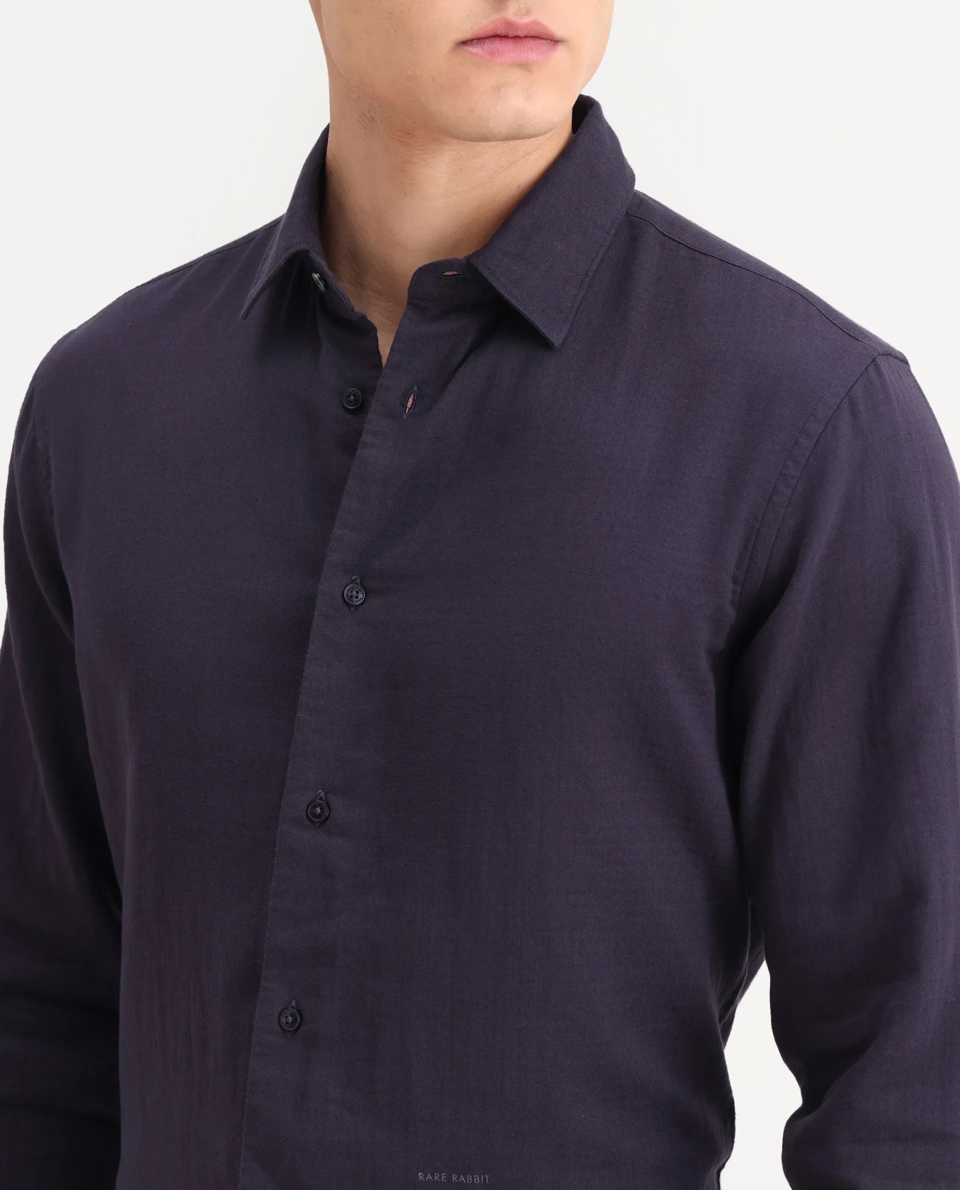 Rare Rabbit Men's Layerr-26 Purple Cotton Plain Regular Fit Full Sleeve Spread Collar Shirt - Image 3