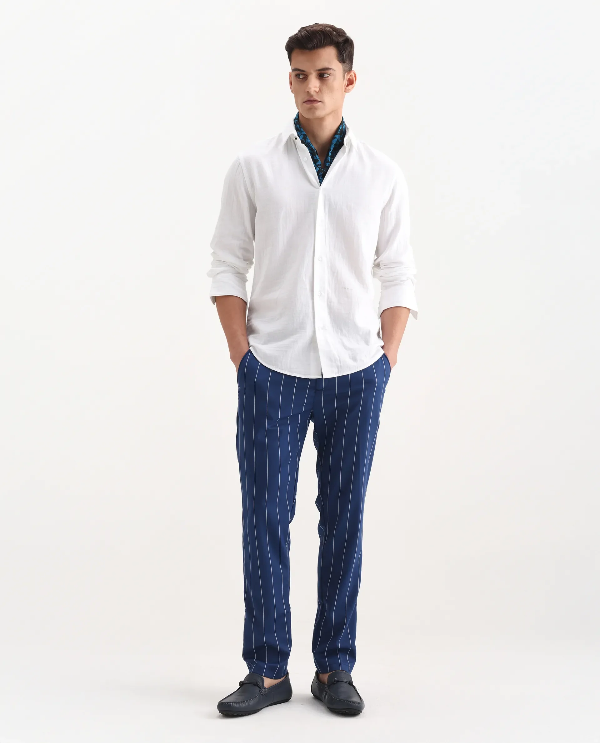 Rare Rabbit Men's Layerr-26 White Cotton Plain Regular Fit Full Sleeve Spread Collar Shirt - Image 2