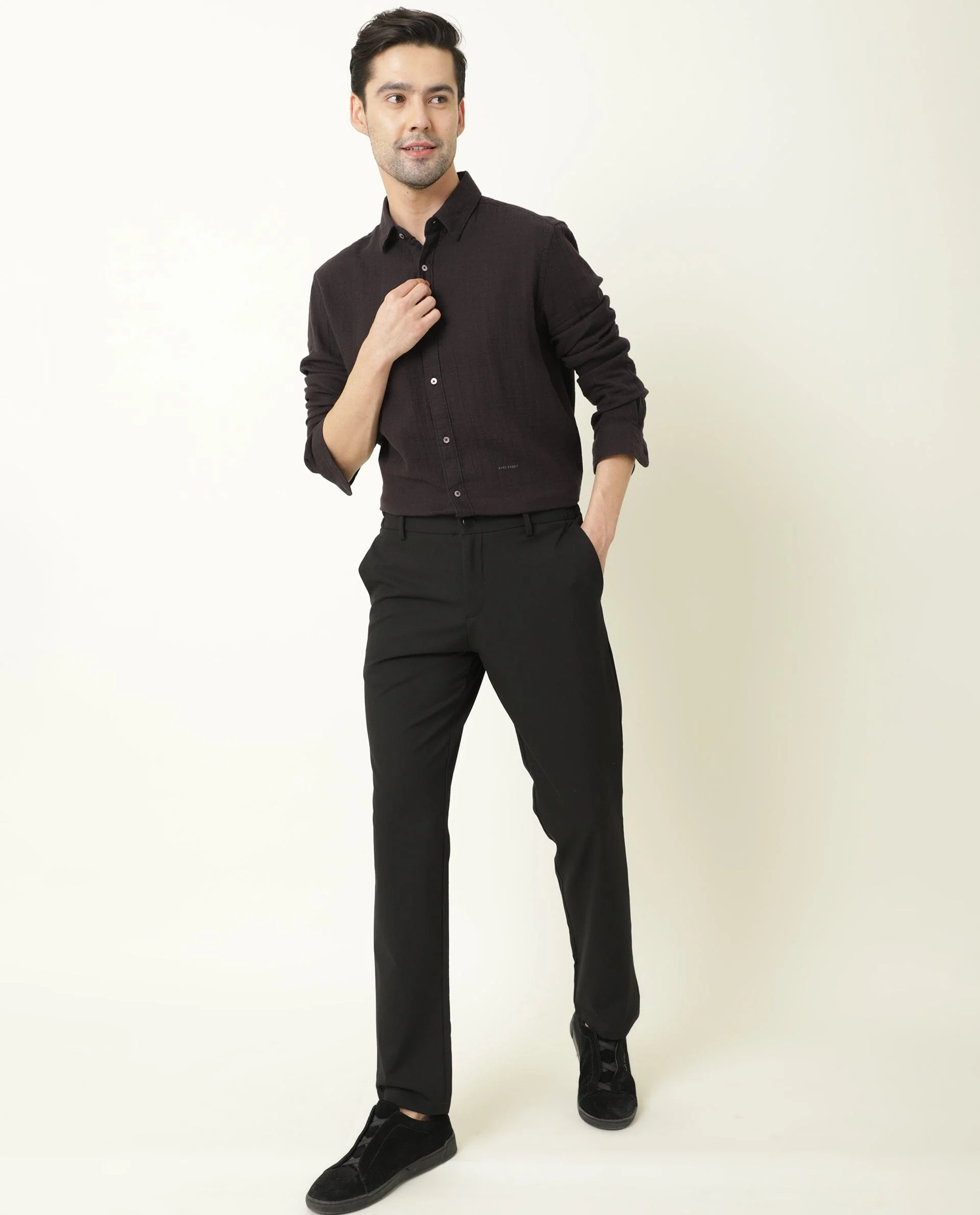 Rare Rabbit Men's Layerr Purple Cotton Plain Regular Fit Full Sleeve Spread Collar Shirt - Image 5
