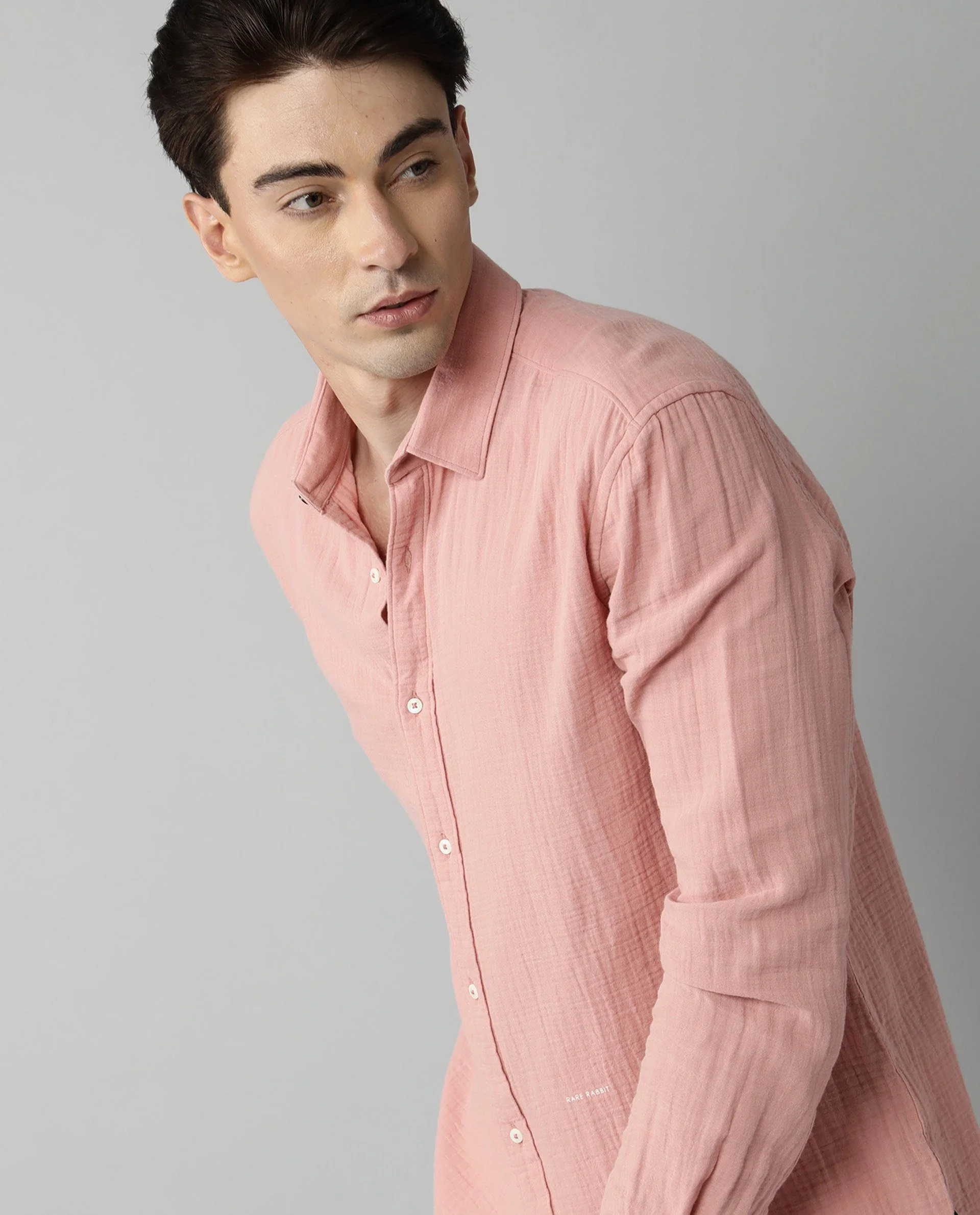 Rare Rabbit Men's Layerr Pink Cotton Regular Fit Full Sleeve Spread Collar Shirt - Image 2
