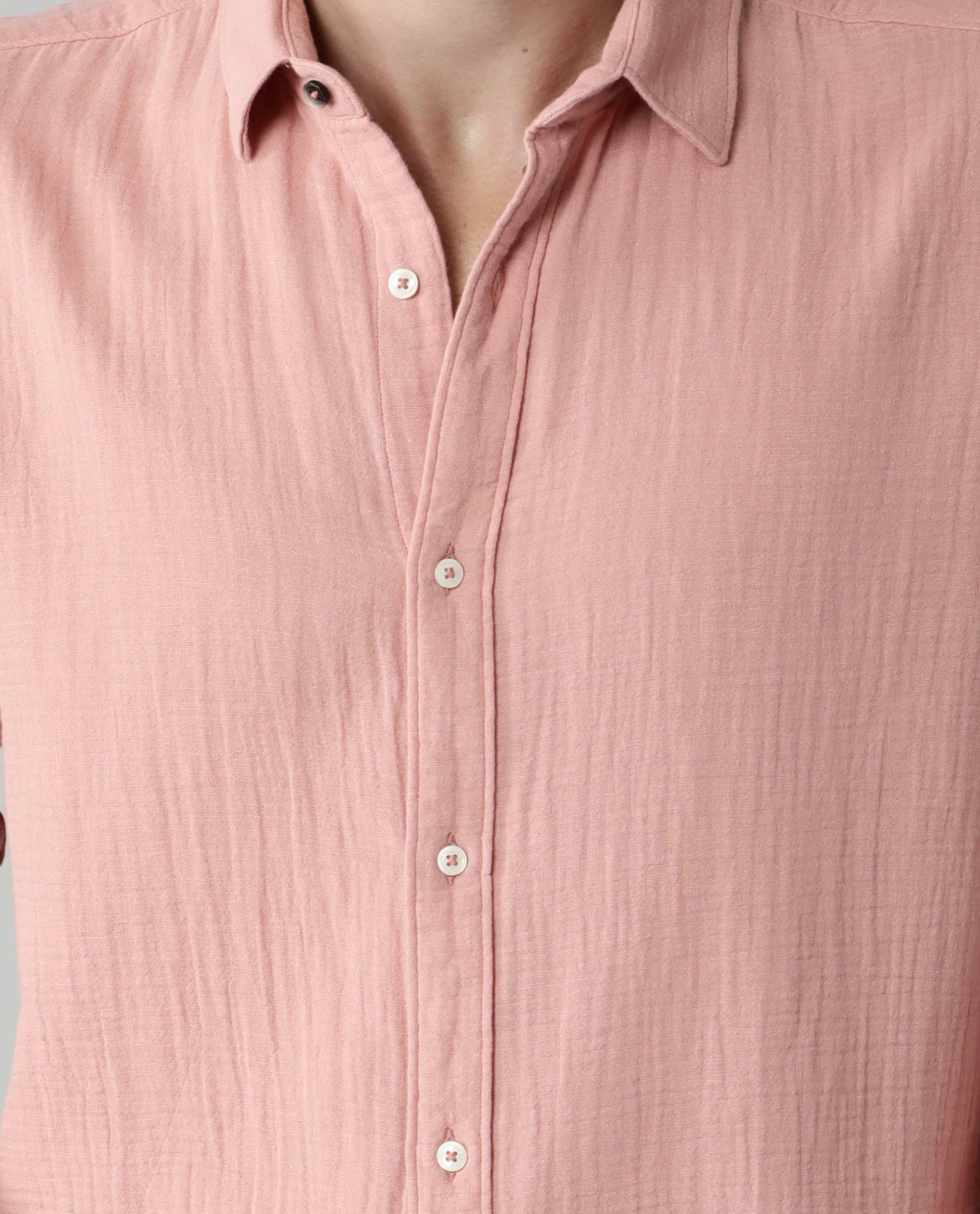 Rare Rabbit Men's Layerr Pink Cotton Regular Fit Full Sleeve Spread Collar Shirt - Image 4