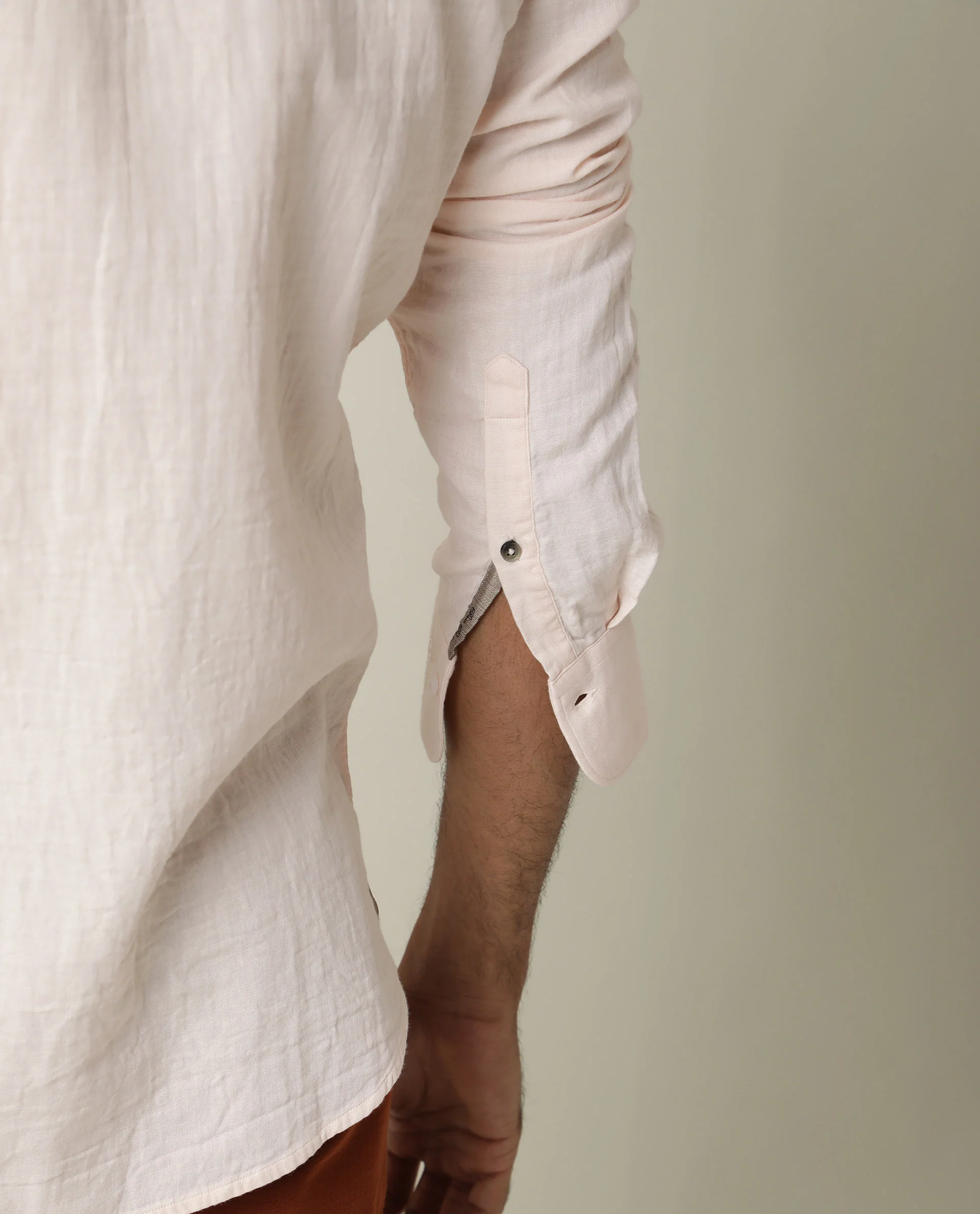 Rare Rabbit Men's Layerr Pastel Pink Cotton Plain Regular Fit Full Sleeve Spread Collar Shirt - Image 4