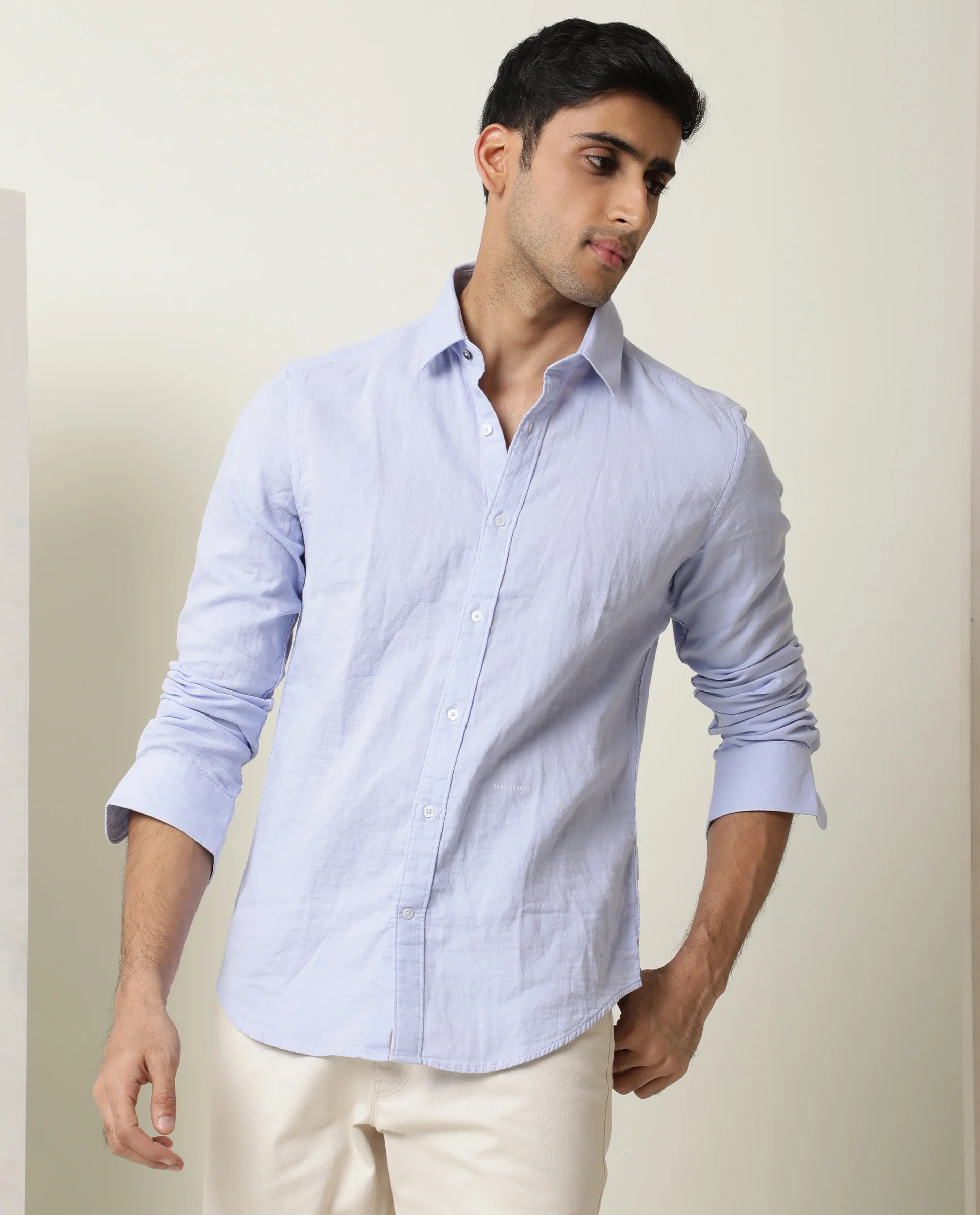 Rare Rabbit Men's Layerr Pastel Purple Plain Regular Fit Full Sleeve Spread Collar Shirt - Image 3
