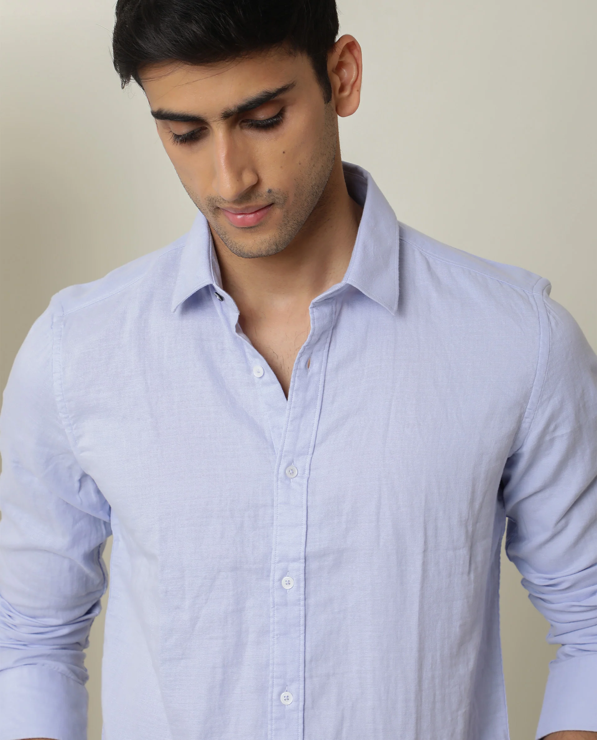 Rare Rabbit Men's Layerr Pastel Purple Plain Regular Fit Full Sleeve Spread Collar Shirt - Image 4