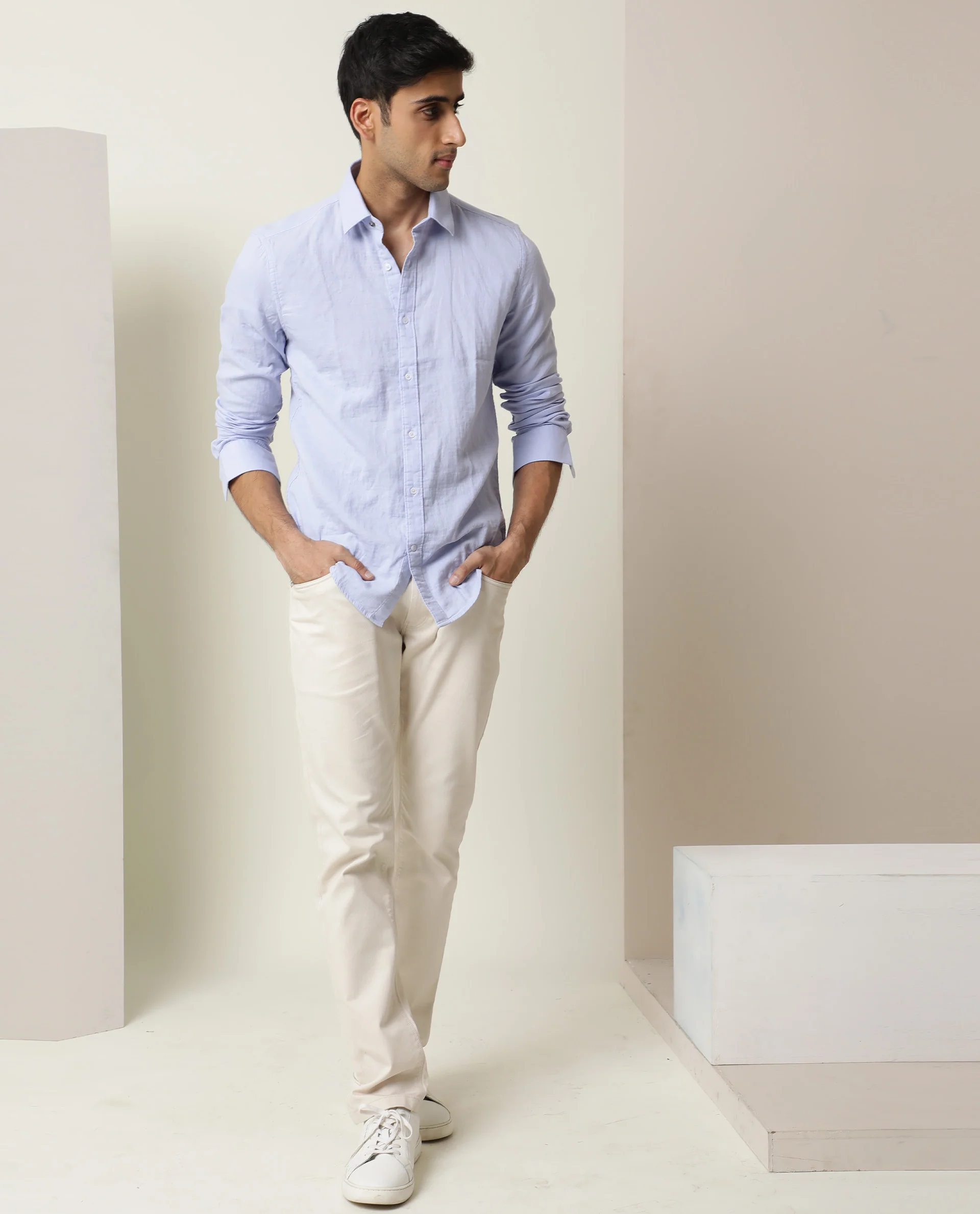Rare Rabbit Men's Layerr Pastel Purple Plain Regular Fit Full Sleeve Spread Collar Shirt - Image 5