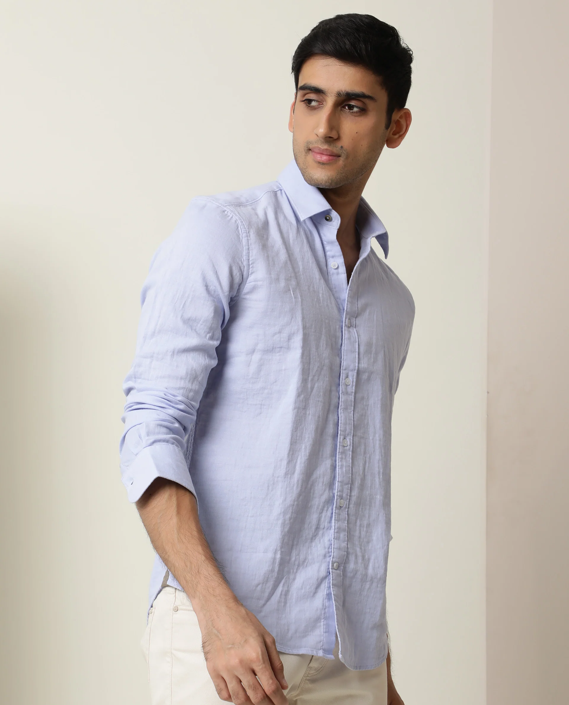 Rare Rabbit Men's Layerr Pastel Purple Plain Regular Fit Full Sleeve Spread Collar Shirt - Image 6