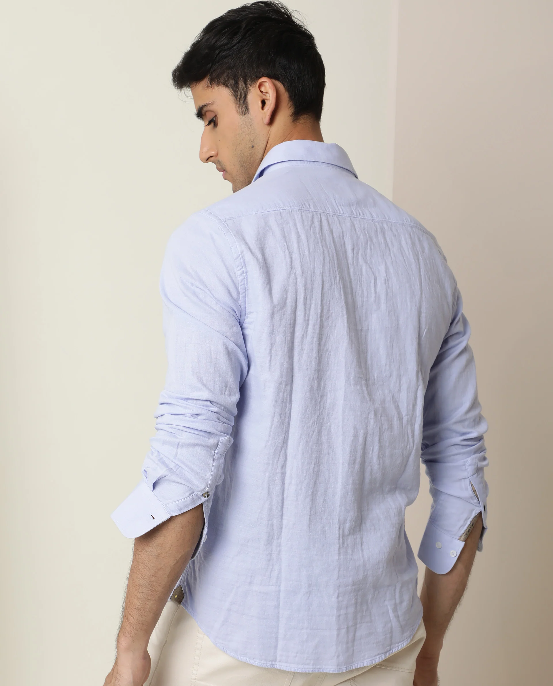 Rare Rabbit Men's Layerr Pastel Purple Plain Regular Fit Full Sleeve Spread Collar Shirt - Image 7