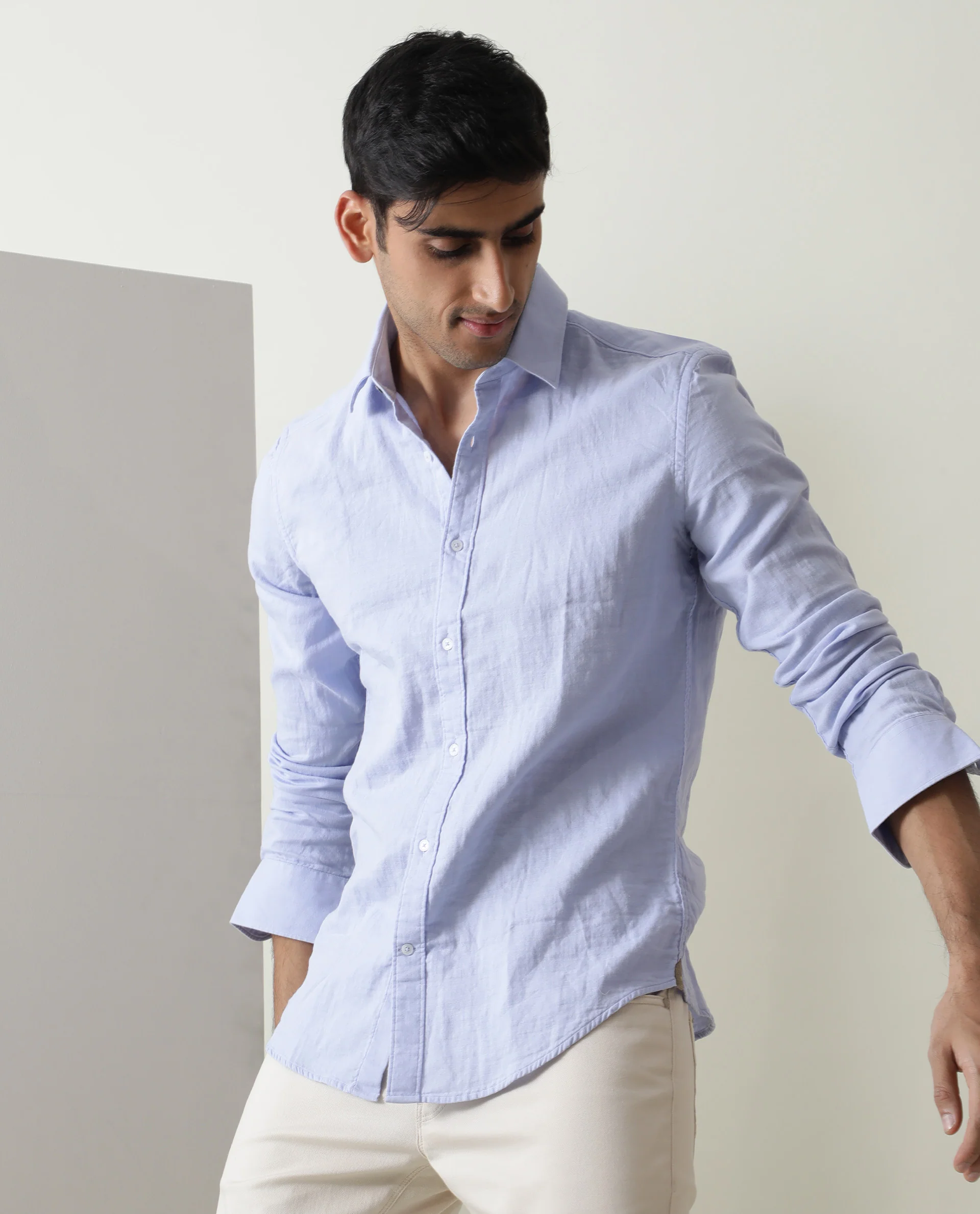 Rare Rabbit Men's Layerr Pastel Purple Plain Regular Fit Full Sleeve Spread Collar Shirt - Image 8