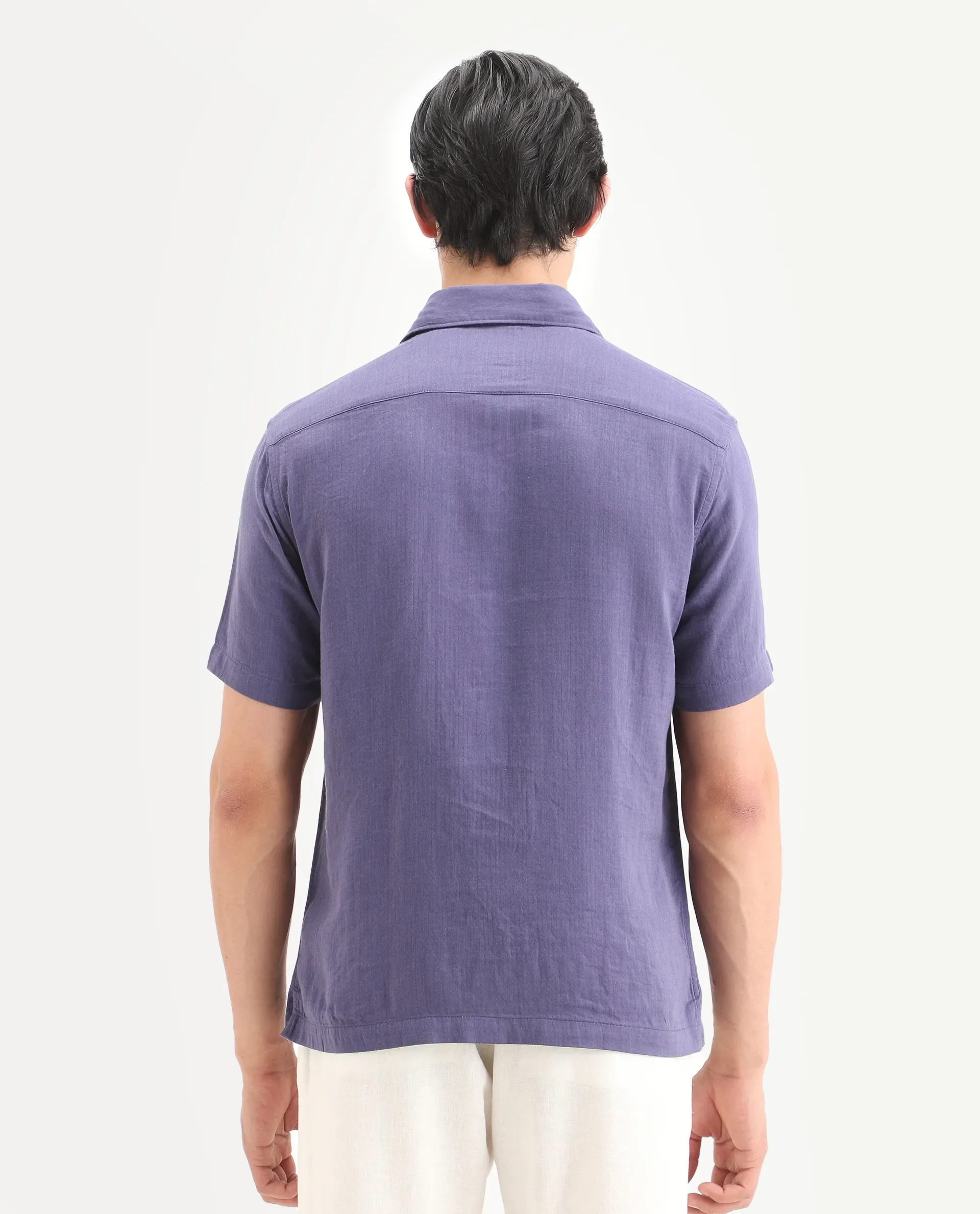 Rare Rabbit Men's Layerr Ss Light Purple Cotton Blend Plain Boxy Fit Full Sleeve Collared Shirt - Image 8