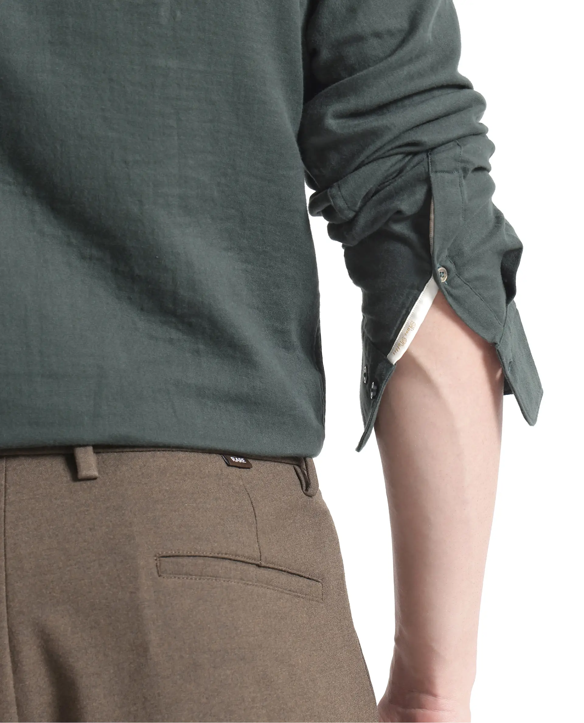 Rare Rabbit Men's Layerr Ls-25 Dark Green Cotton Plain Regular Fit Full Sleeve Collared Shirt - Image 8